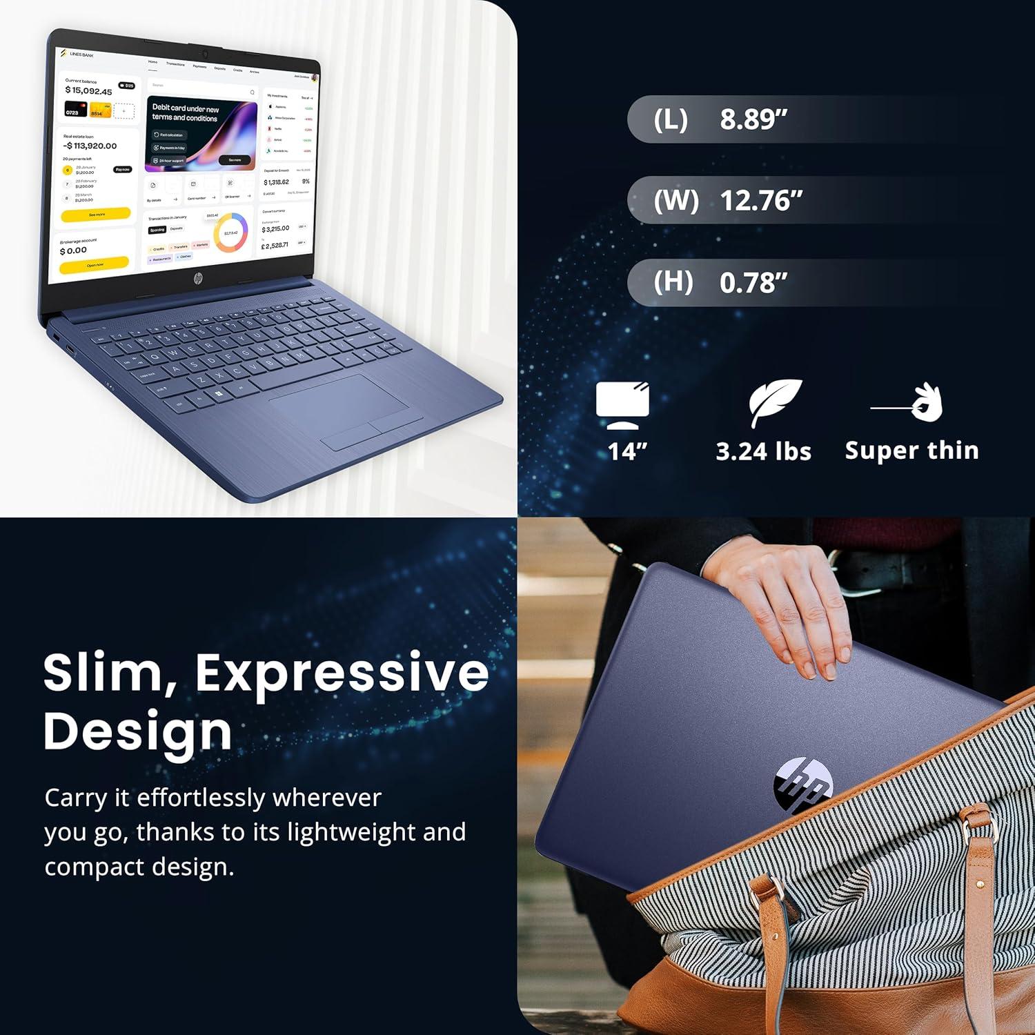 Laptop HP Stream 14" HD, Intel Celeron N4120, 8GB RAM, 224GB