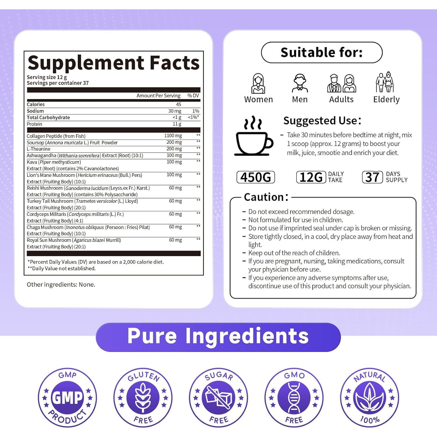 Péptidos de colágeno en polvo BBEEAAUU 450g para mujeres