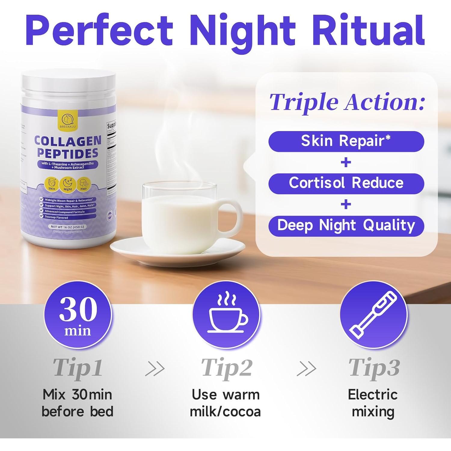 Péptidos de colágeno en polvo BBEEAAUU 450g para mujeres