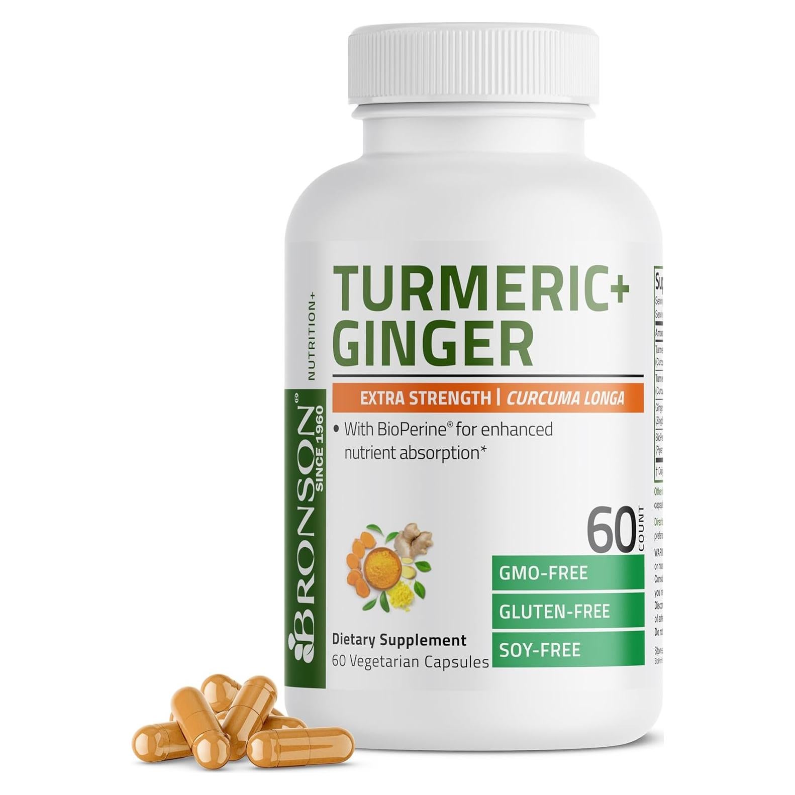 Bronson Cúrcuma + Jengibre 1950 MG Vegano 60 Cápsulas