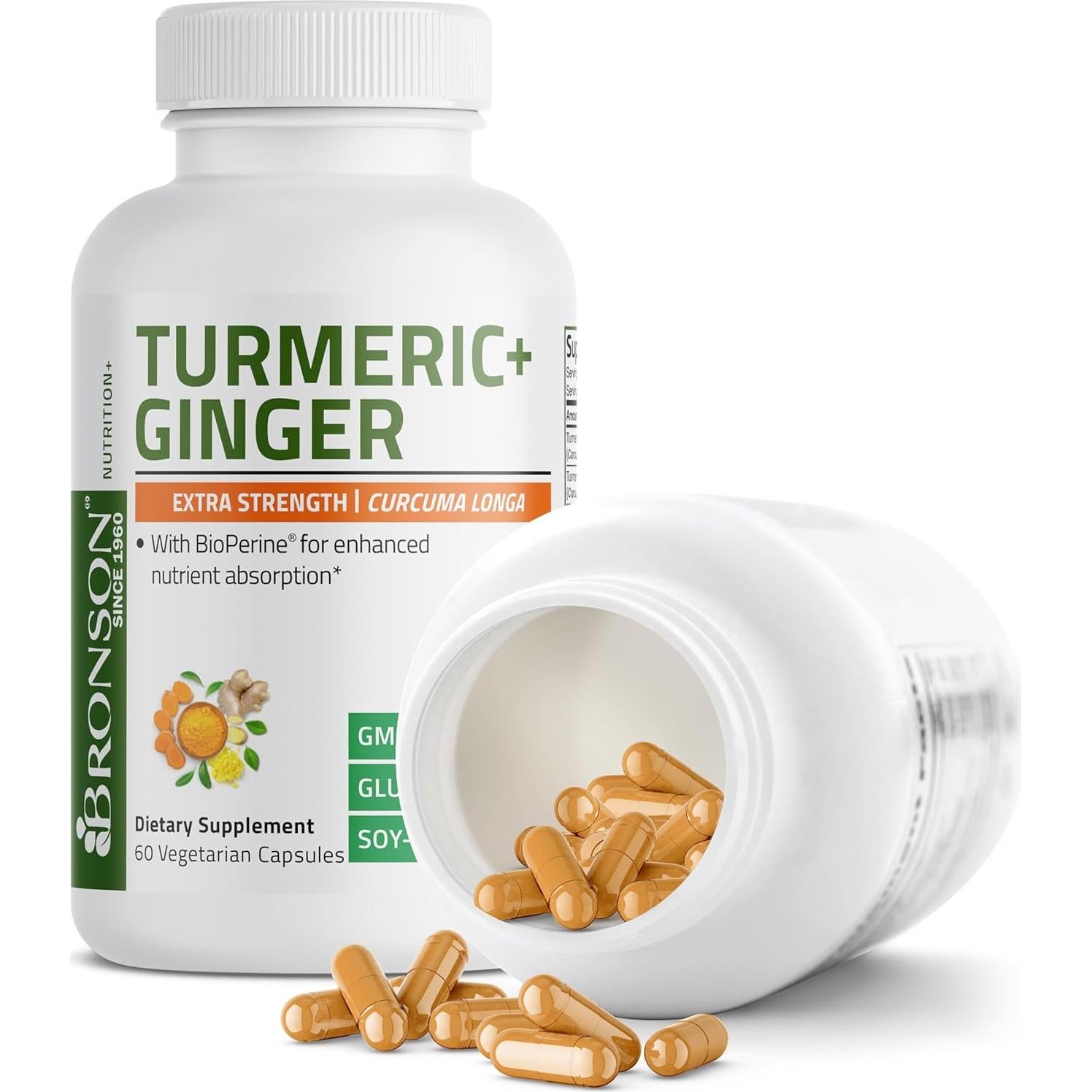 Bronson Cúrcuma + Jengibre 1950 MG Vegano 60 Cápsulas