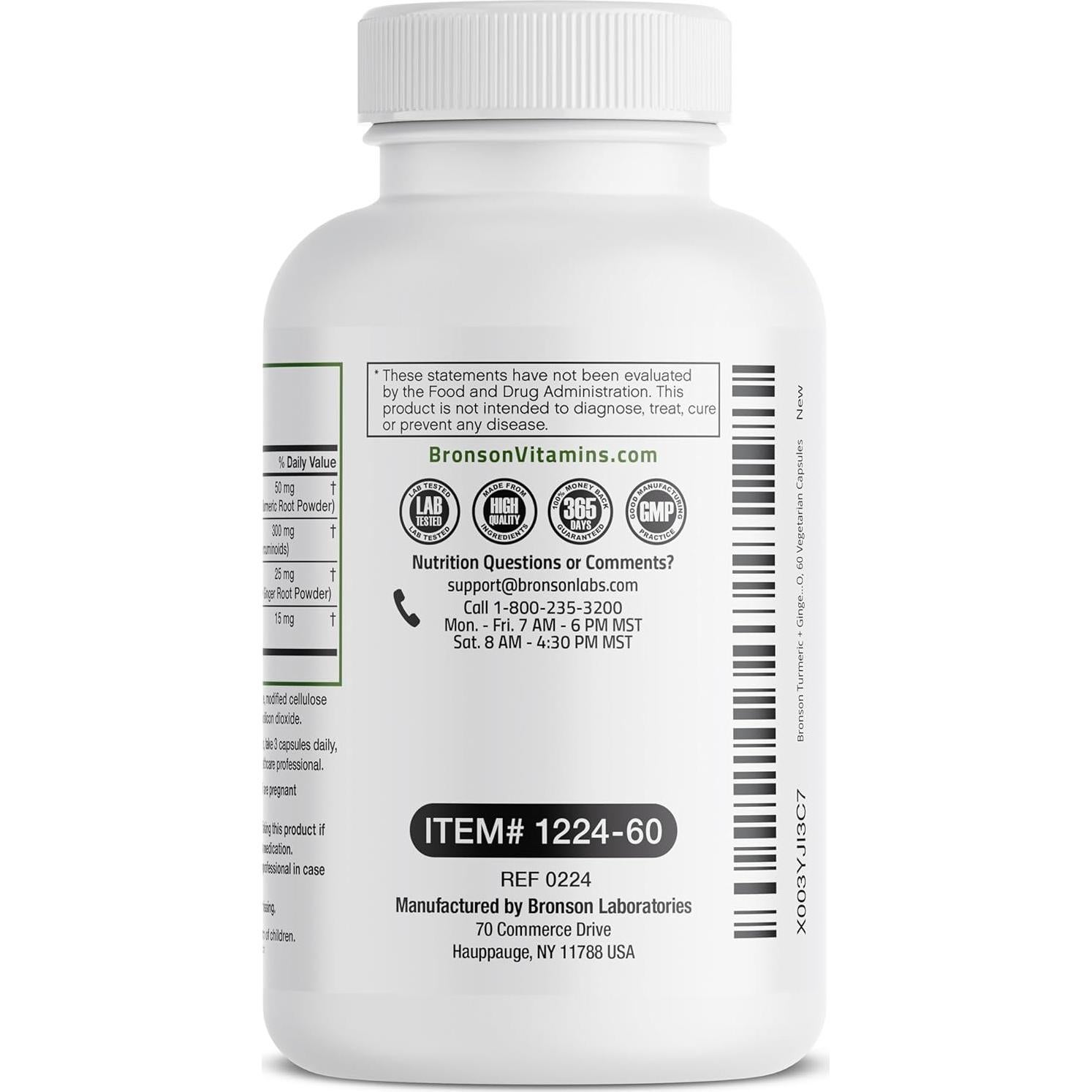 Bronson Cúrcuma + Jengibre 1950 MG Vegano 60 Cápsulas