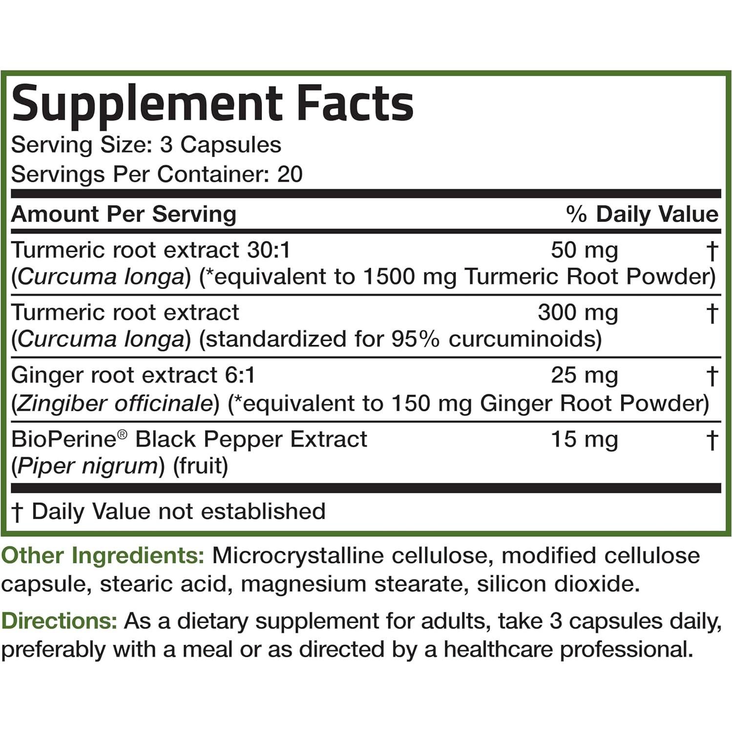 Bronson Cúrcuma + Jengibre 1950 MG Vegano 60 Cápsulas