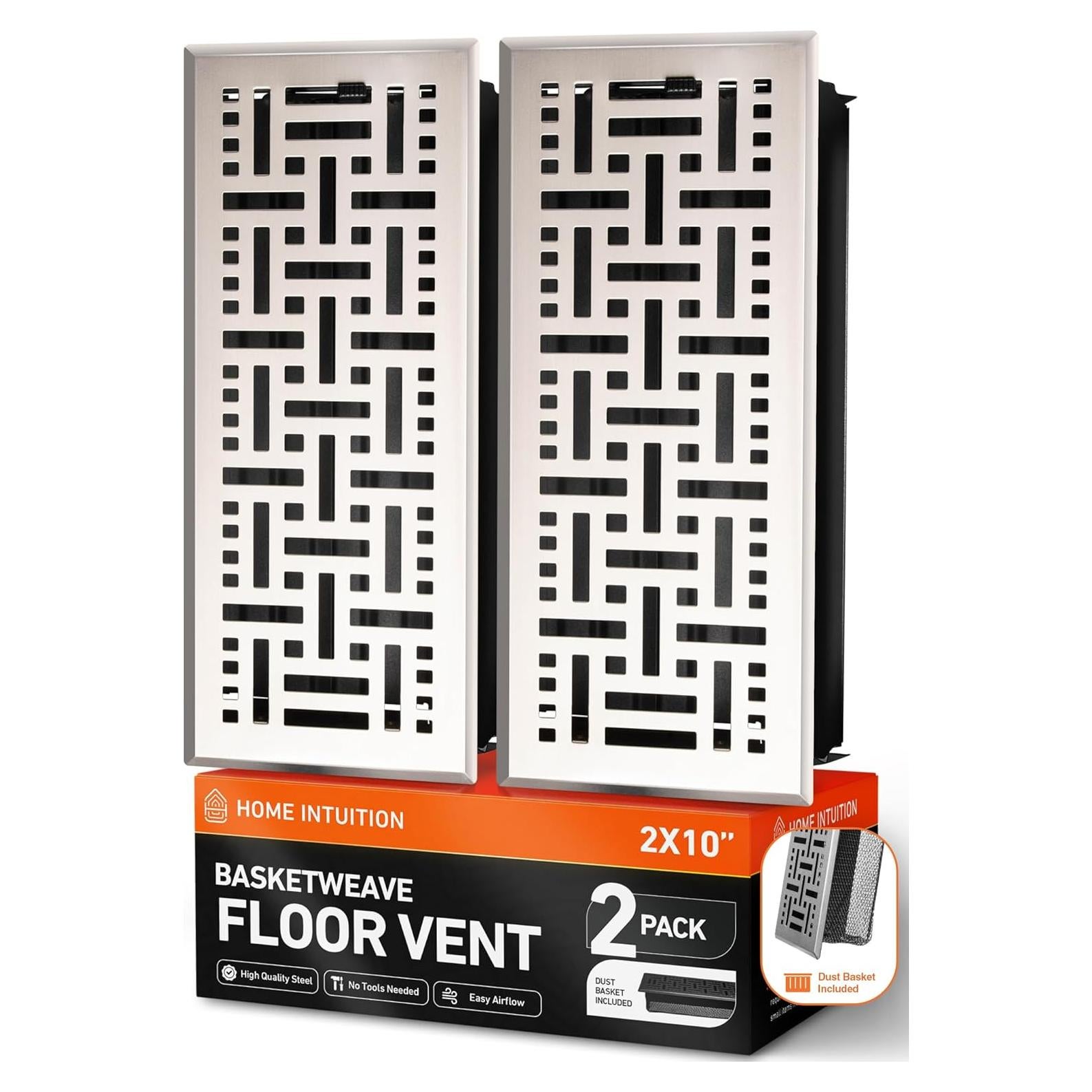 Cubierta de Ventilación de Suelo Home Intuition 2x12" Níquel Satinado