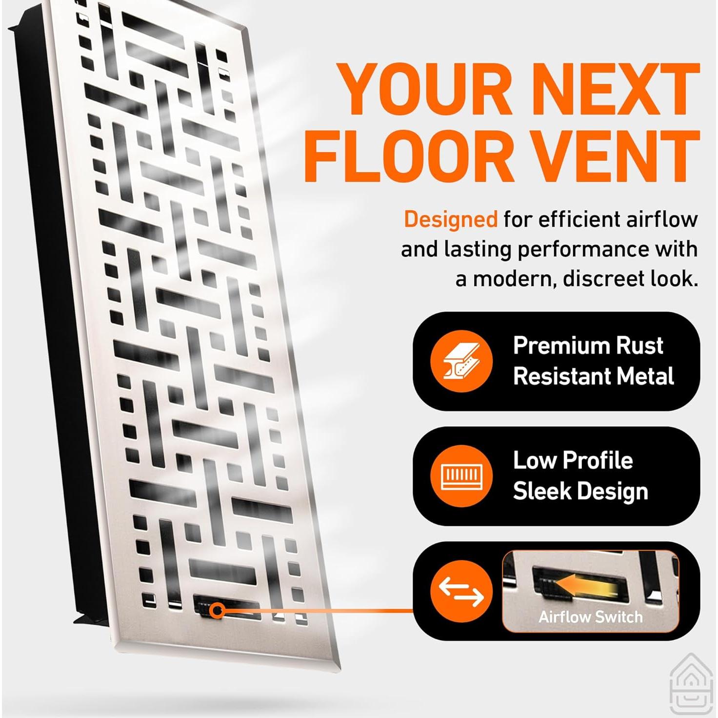 Cubierta de Ventilación de Suelo Home Intuition 2x12" Níquel Satinado