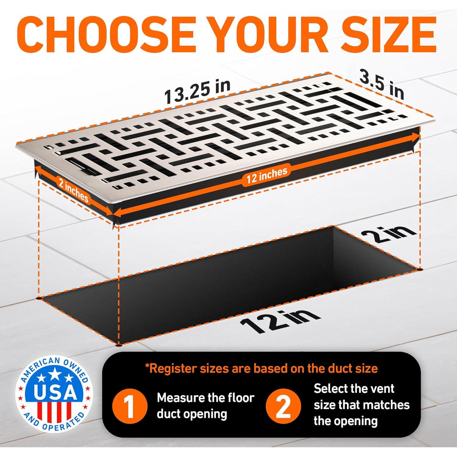 Cubierta de Ventilación de Suelo Home Intuition 2x12" Níquel Satinado