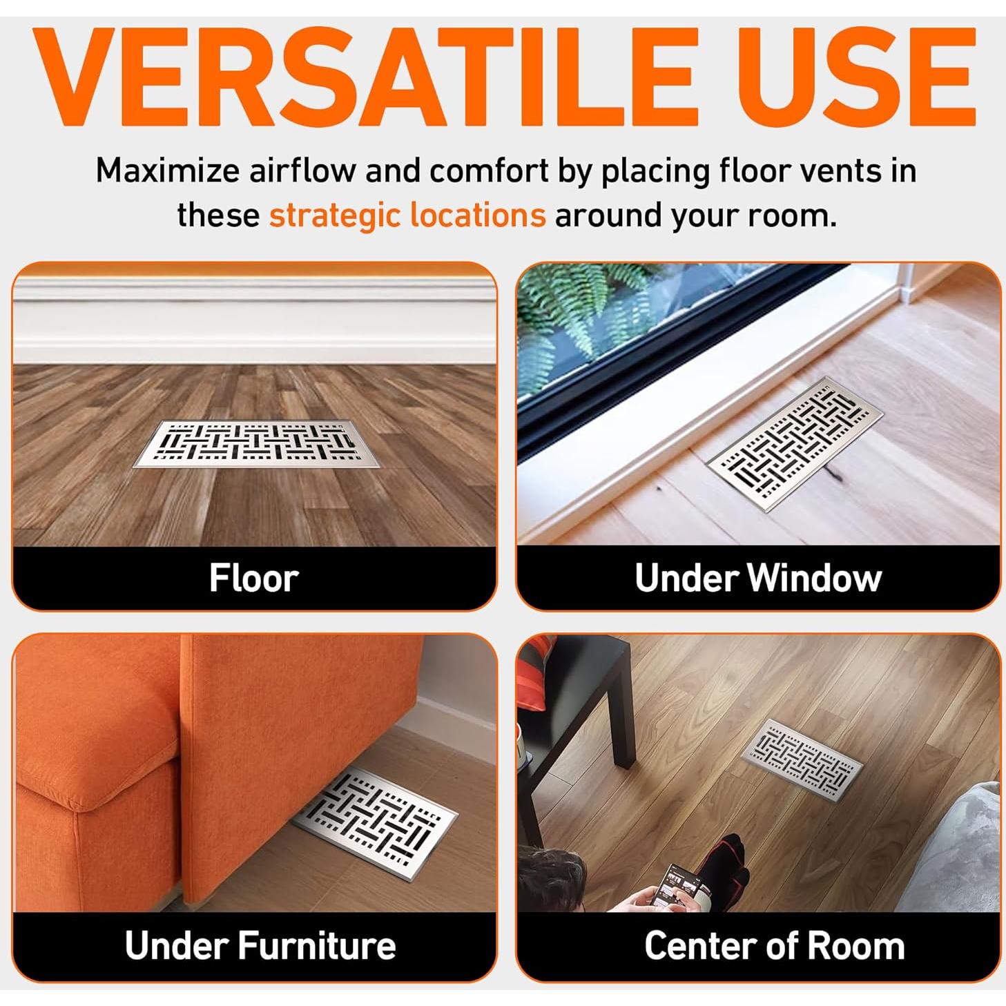 Cubierta de Ventilación de Suelo Home Intuition 2x12" Níquel Satinado