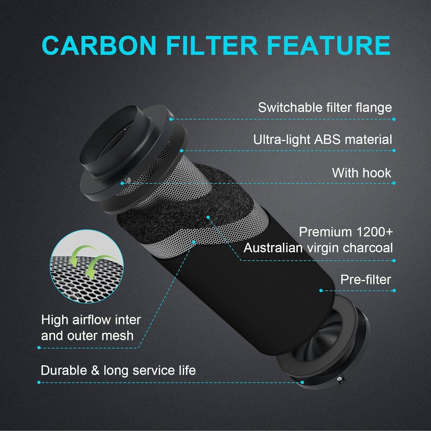 Filtro de Carbono de Aire HealSmart 6" Premium 15.24 cm