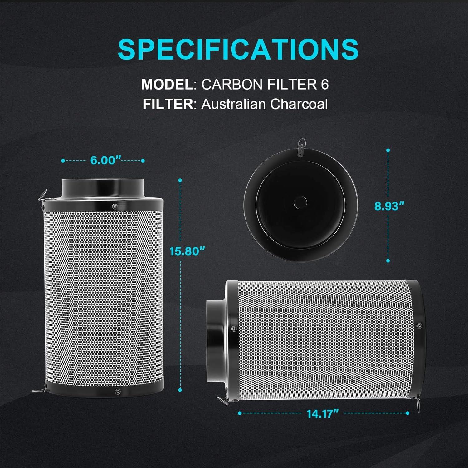 Filtro de Carbono de Aire HealSmart 6" Premium 15.24 cm