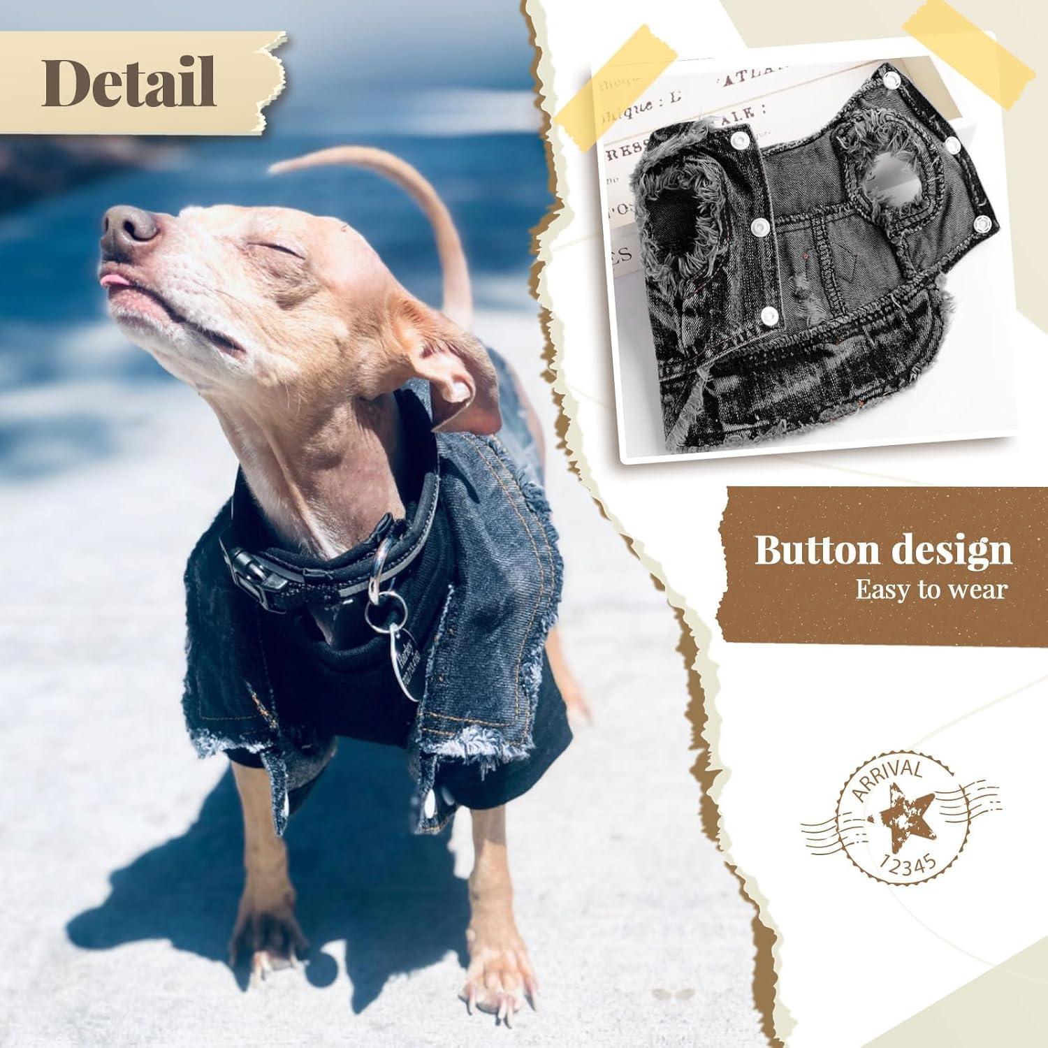 Chaqueta de Jean Negra para Perros Pequeños YIWU KUCHONG