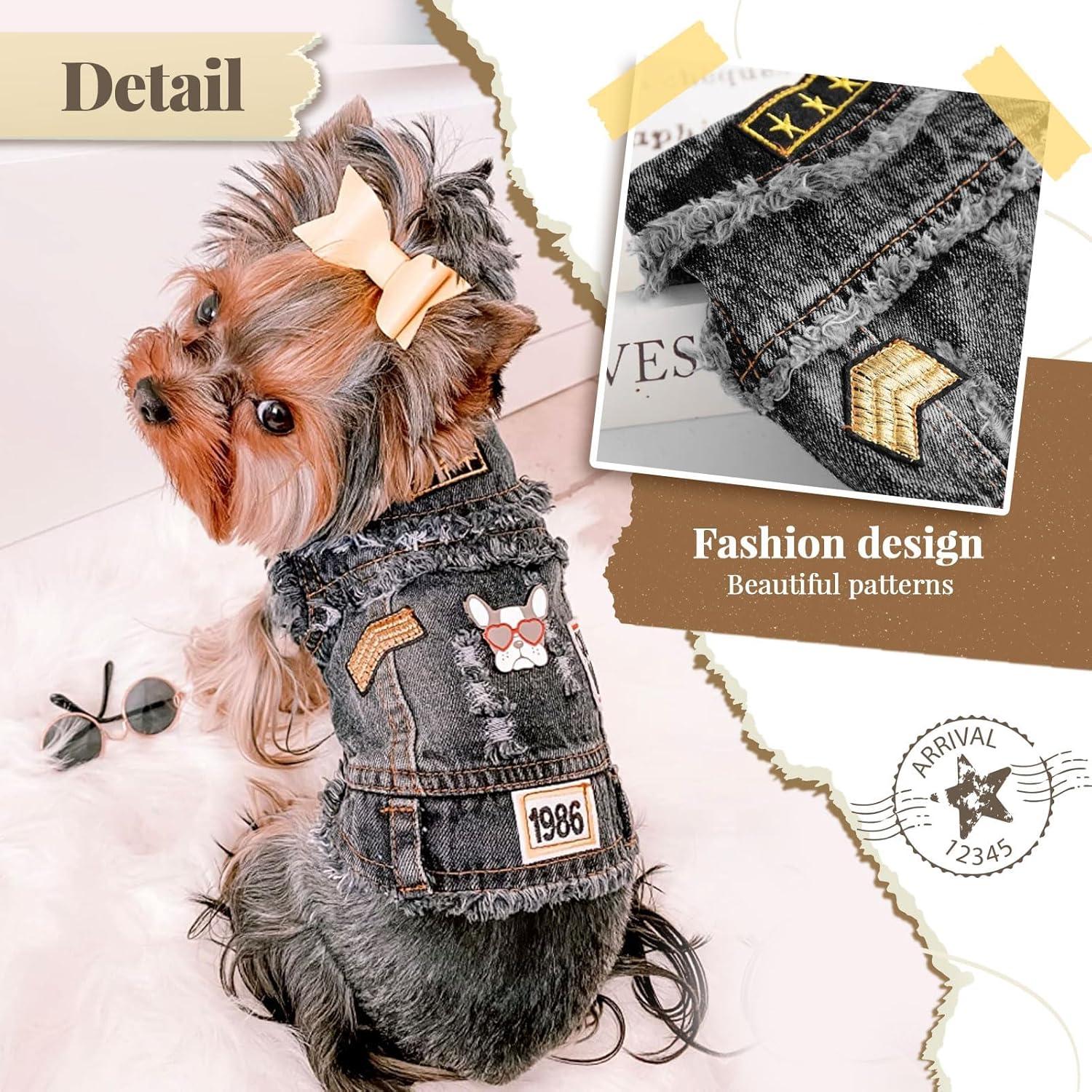 Chaqueta de Jean Negra para Perros Pequeños YIWU KUCHONG