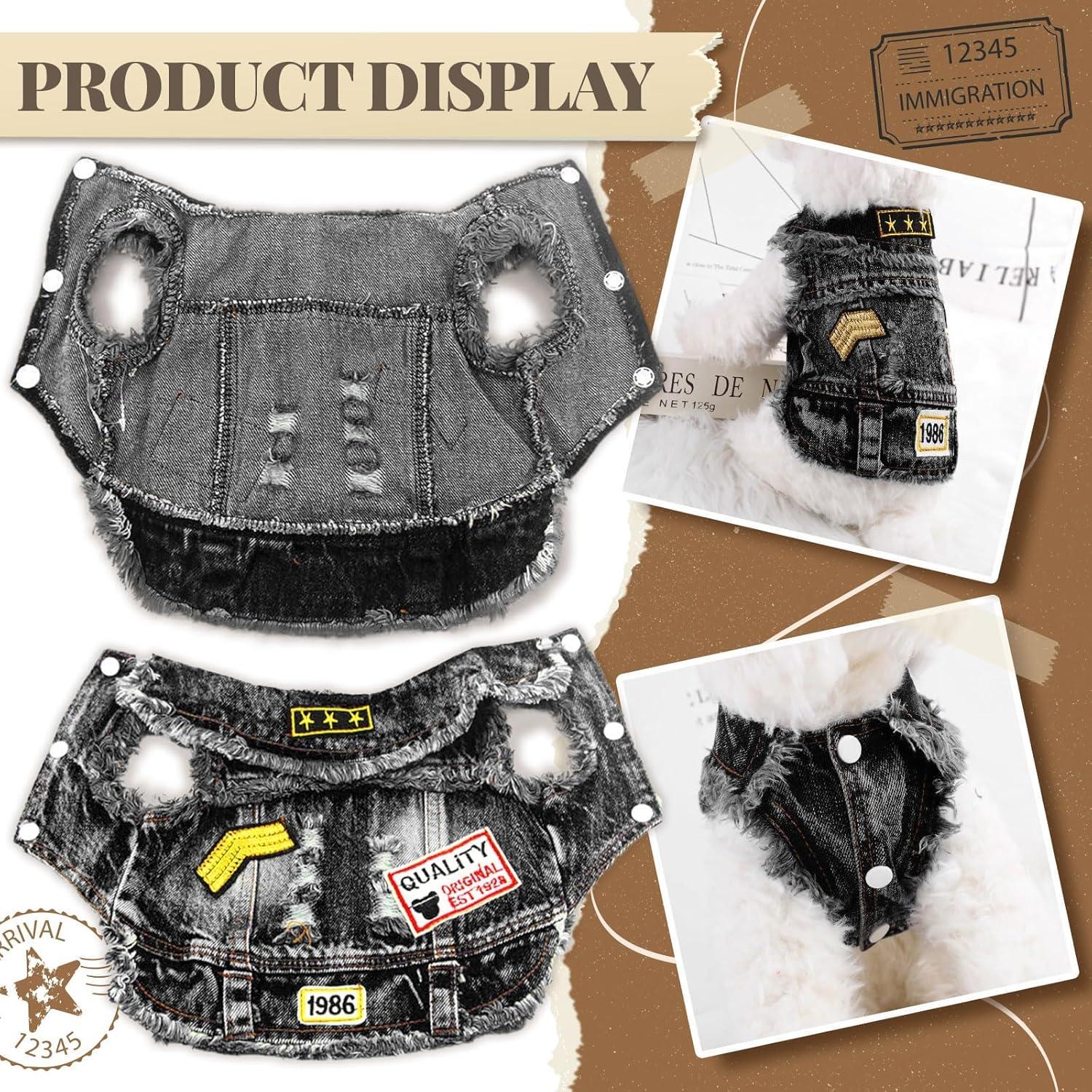 Chaqueta de Jean Negra para Perros Pequeños YIWU KUCHONG