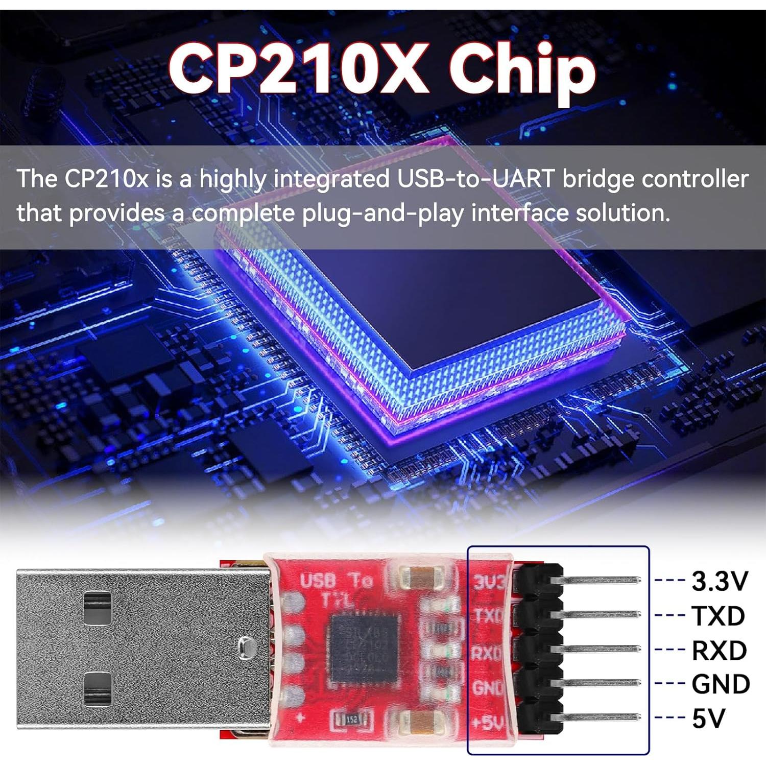 Módulo CP2102 USB a TTL YELUFT - Adaptador Serial 3.3V/5V