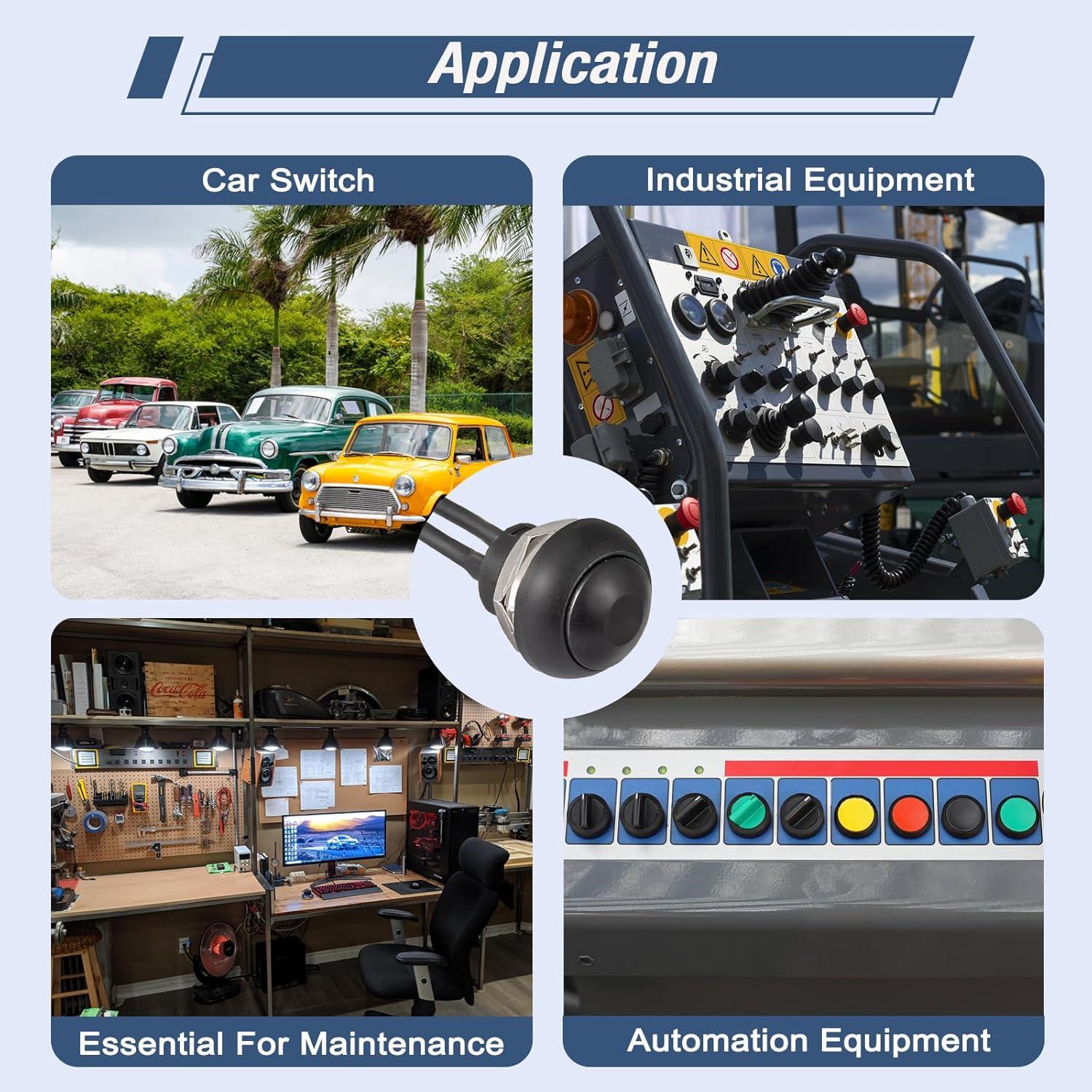 Interruptor Momentáneo Impermeable VEXUNGA 12MM Negro 6Pcs