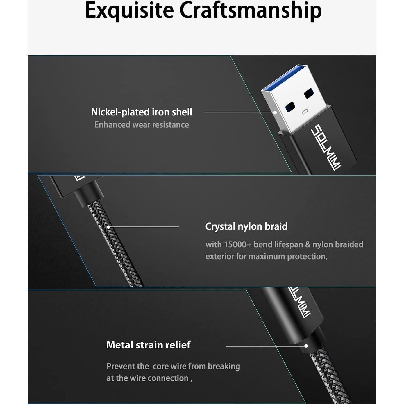Adaptador USB C hembra a USB A macho 1.2M SOLMIMI