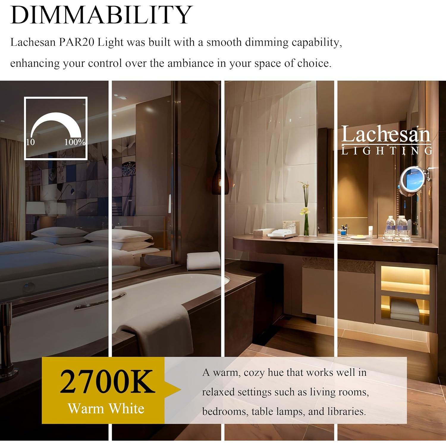 Bombillas Halógenas PAR20 Lachesan 39W 2800K 6 Pcs Regulables