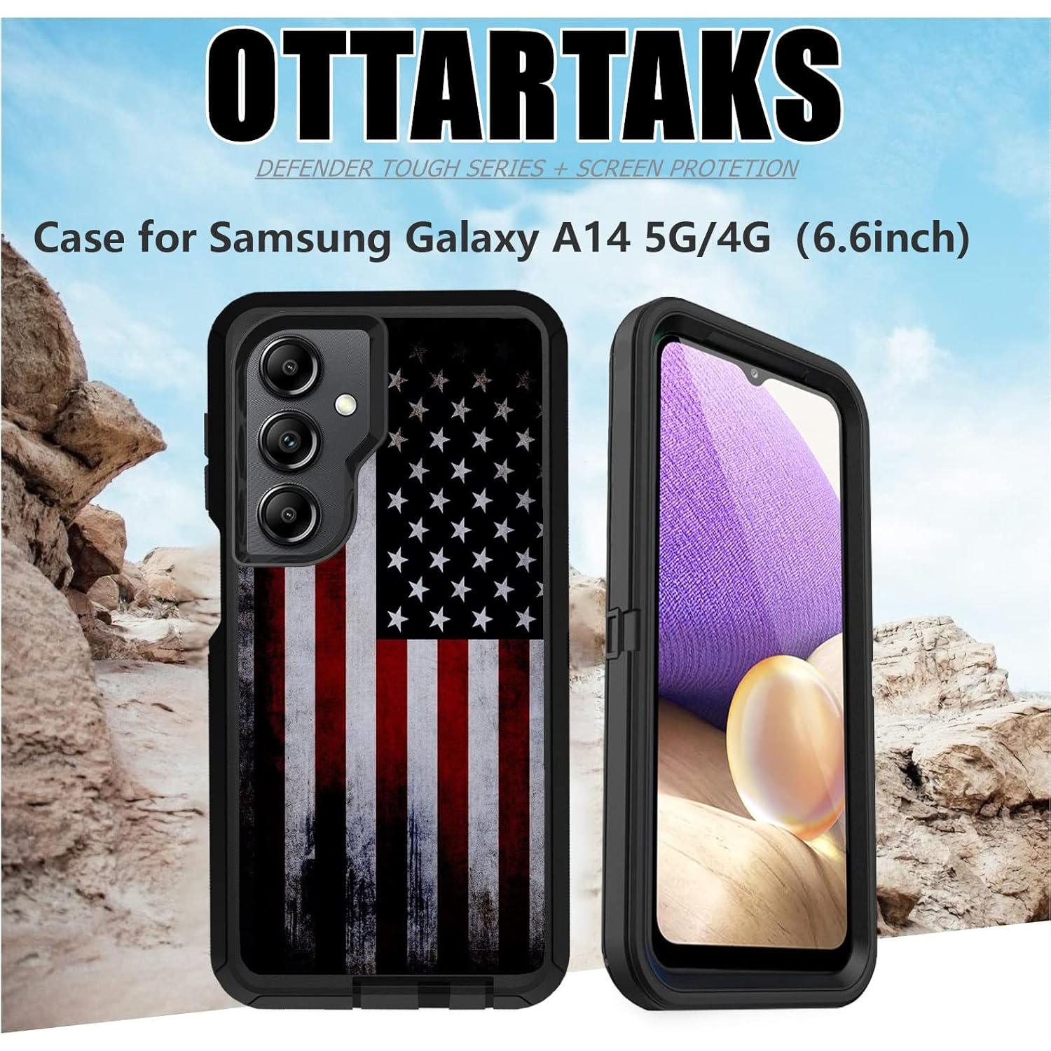 Funda Resistente OTTARTAKS para Samsung Galaxy A14 5G - Bandera Americana