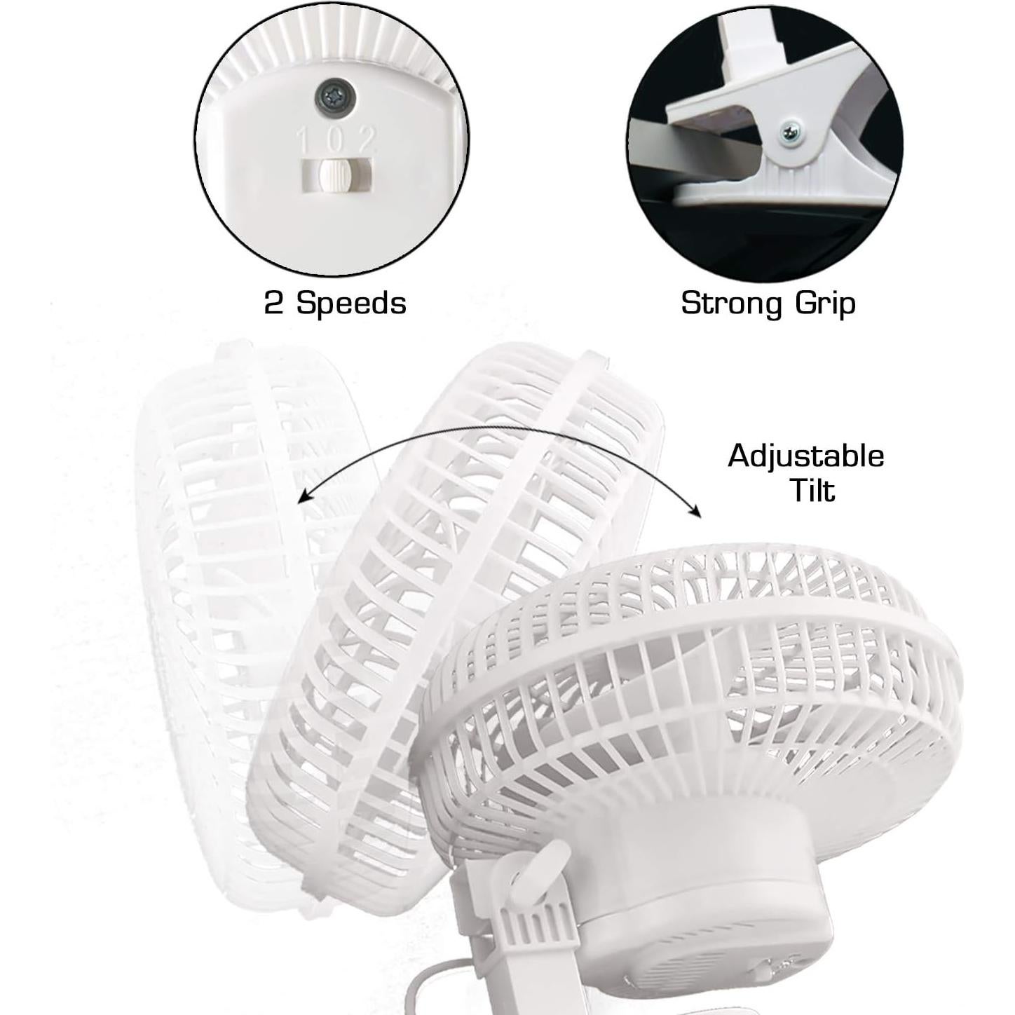 Ventilador de Clip Hurricane 15 cm 2 Velocidades Blanco
