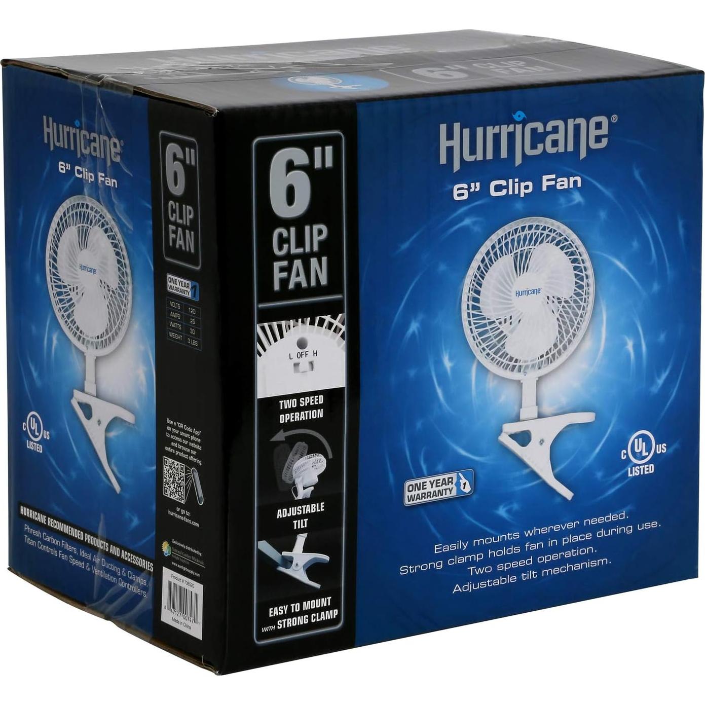 Ventilador de Clip Hurricane 15 cm 2 Velocidades Blanco