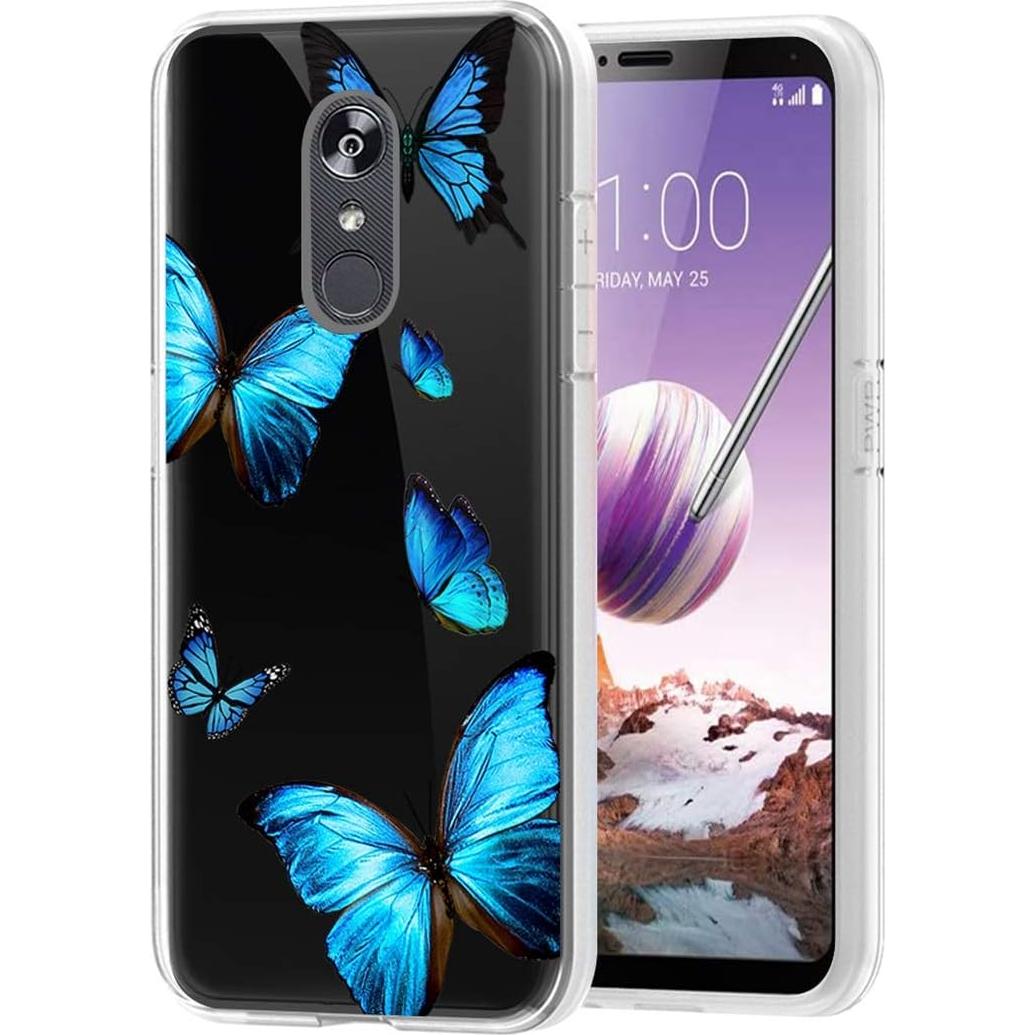 Funda Transparente TPU para LG Stylo 4/4 Plus/Q Stylus - Mariposa Azul