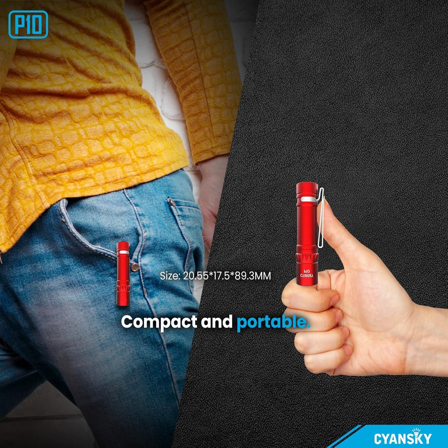 Linterna EDC CYANSKY P10 300 Lúmenes Compacta Roja