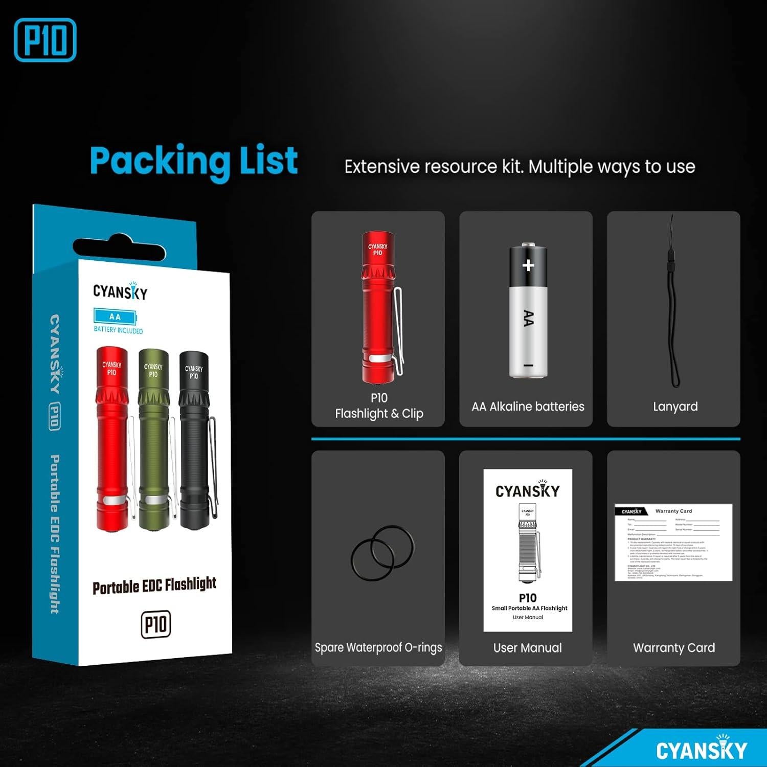 Linterna EDC CYANSKY P10 300 Lúmenes Compacta Roja