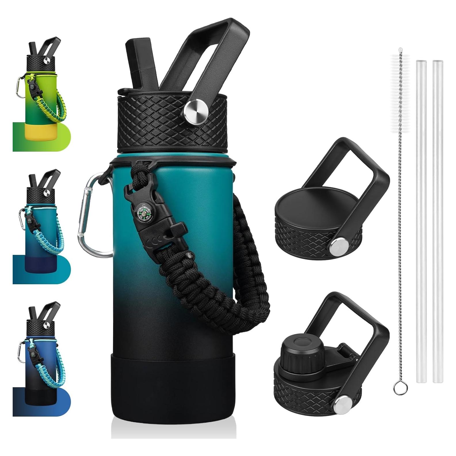 Botella de Agua Aislada BJPKPK 532ml Verde Militar y Negro