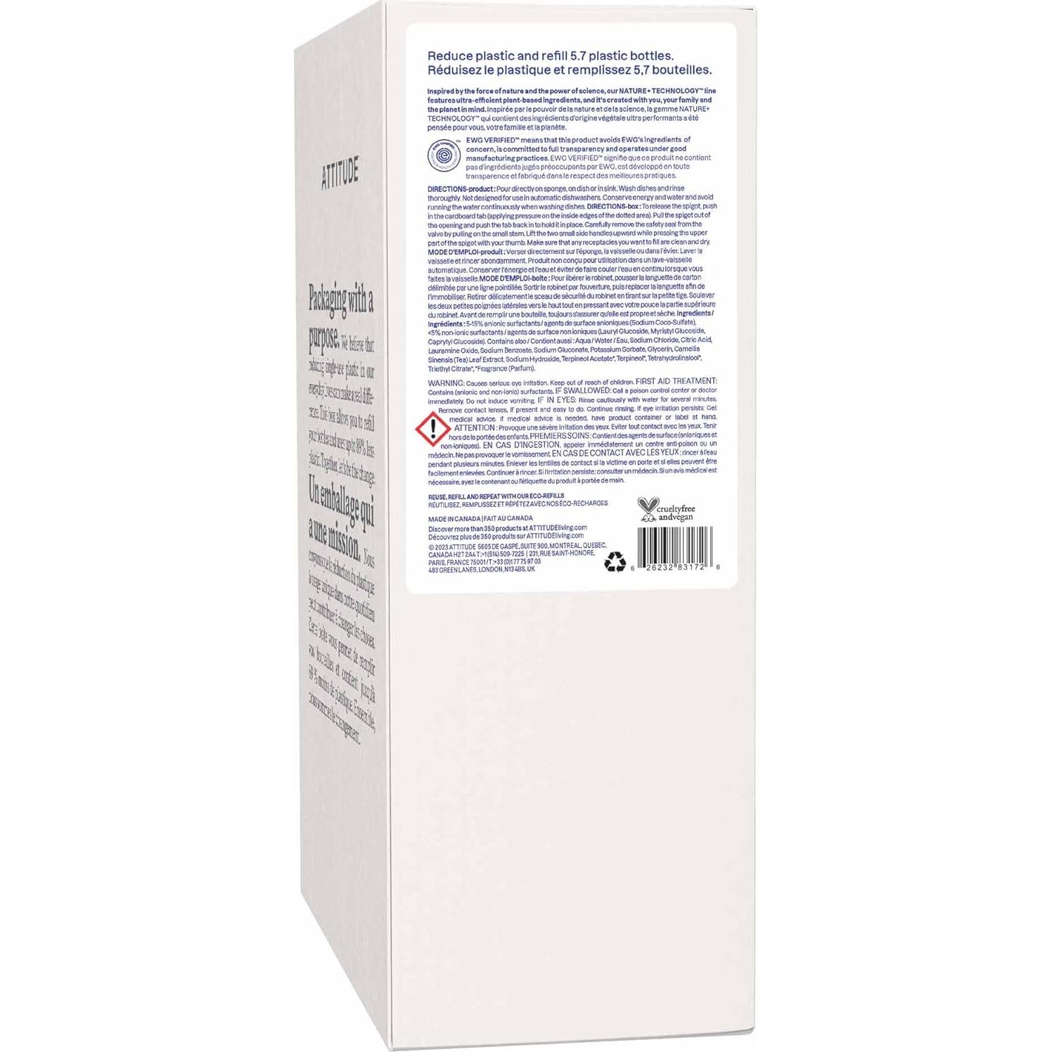 Recarga Jabón para Platos ATTITUDE 4L Vegano Aroma Cítricos