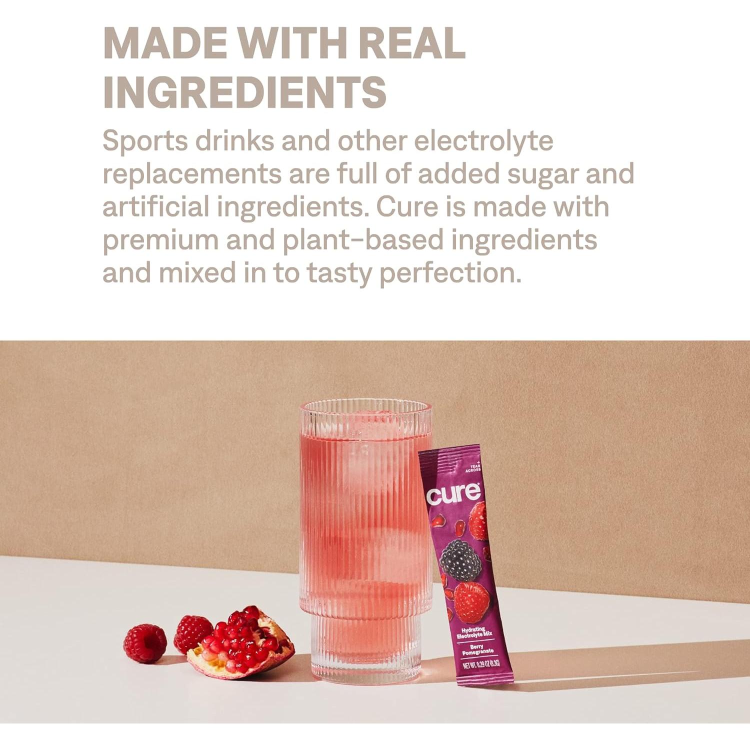 Cure Hydration Bebida Electrolítica Baya Granada 14 Paquetes