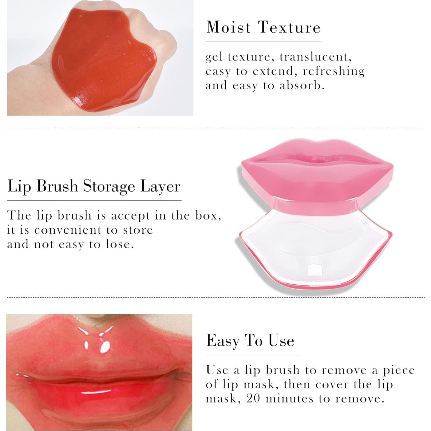 20 Mascarillas Hidratantes para Labios FREEORR - Gel Colágeno Rosa