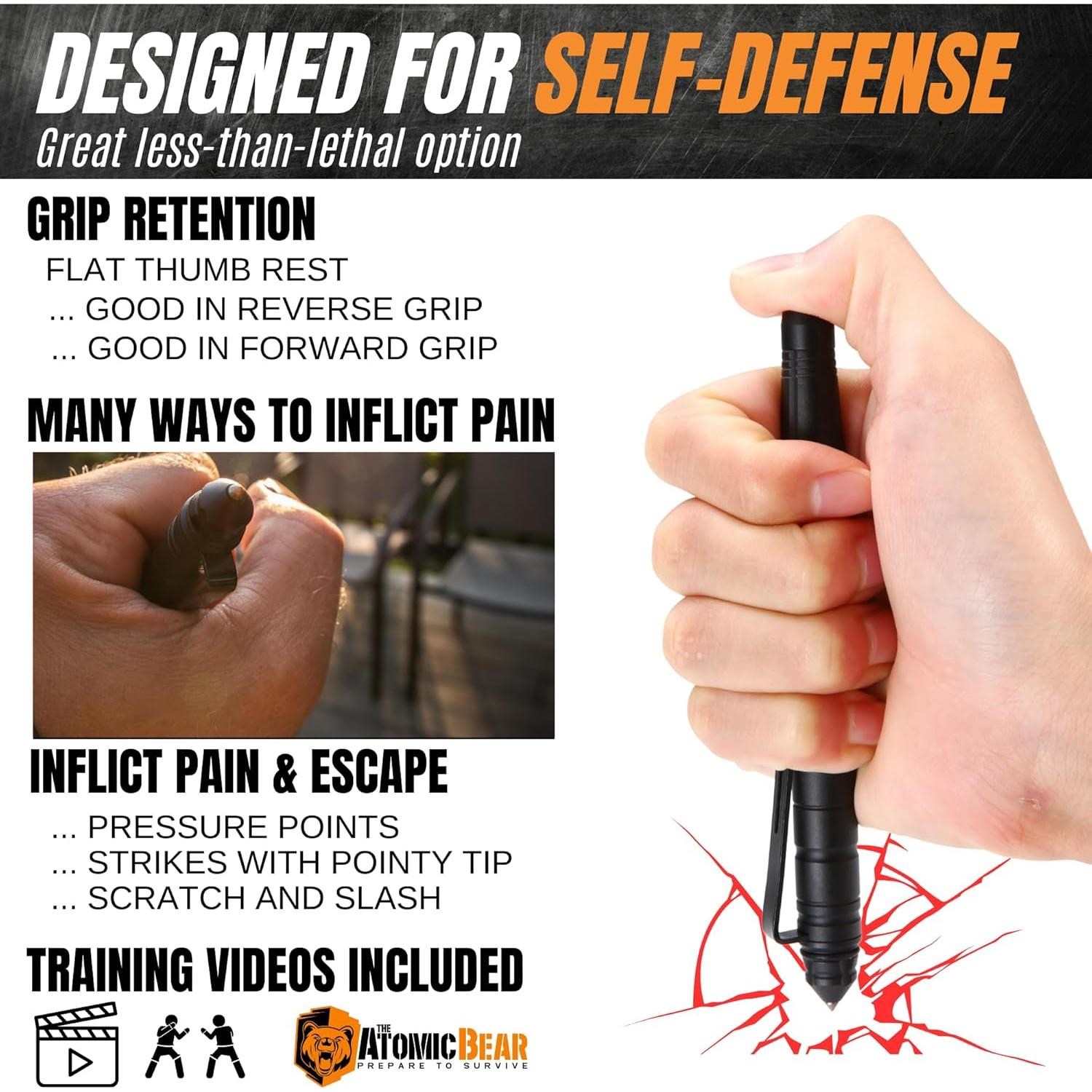 Bolígrafo Táctico Atomic Bear Defensor con Stylus y Rompedor