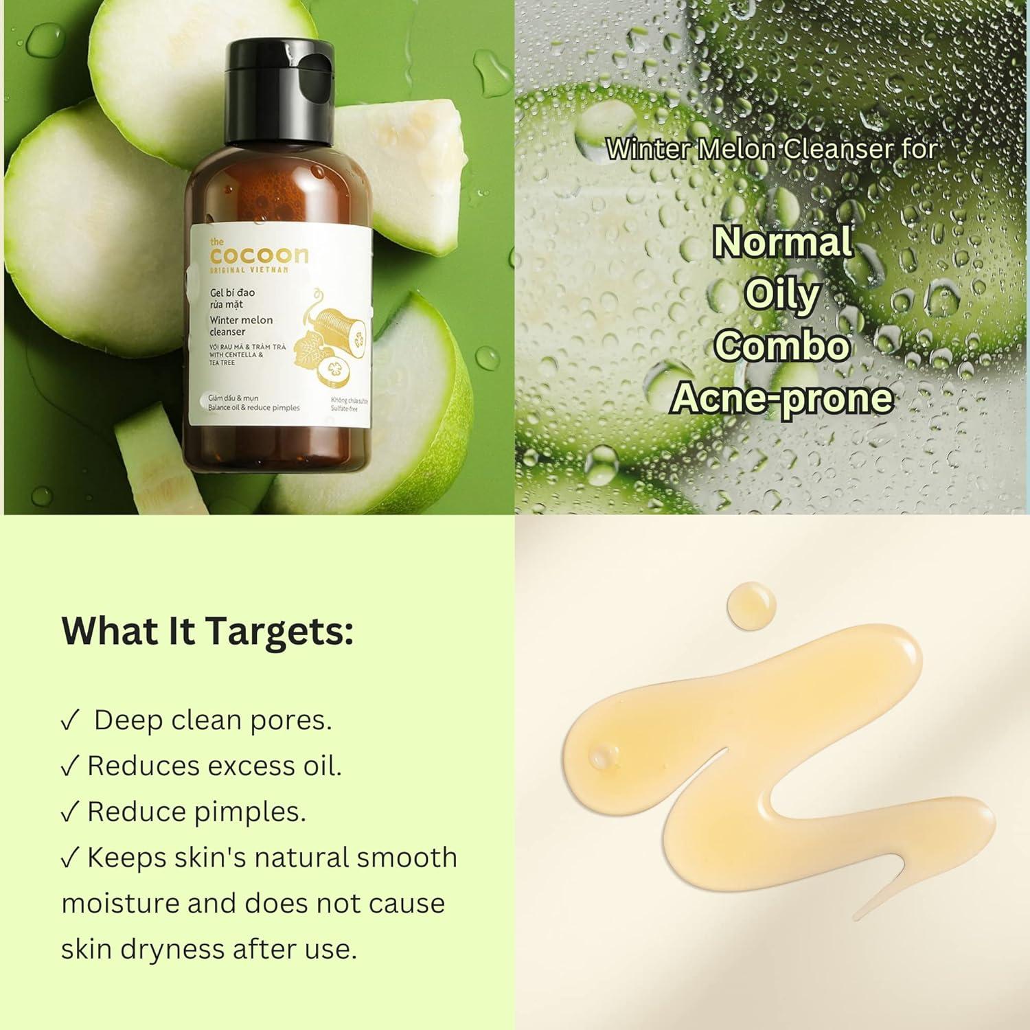 Limpiador Facial Cocoon 310 ml - Melón de Invierno Hidratante