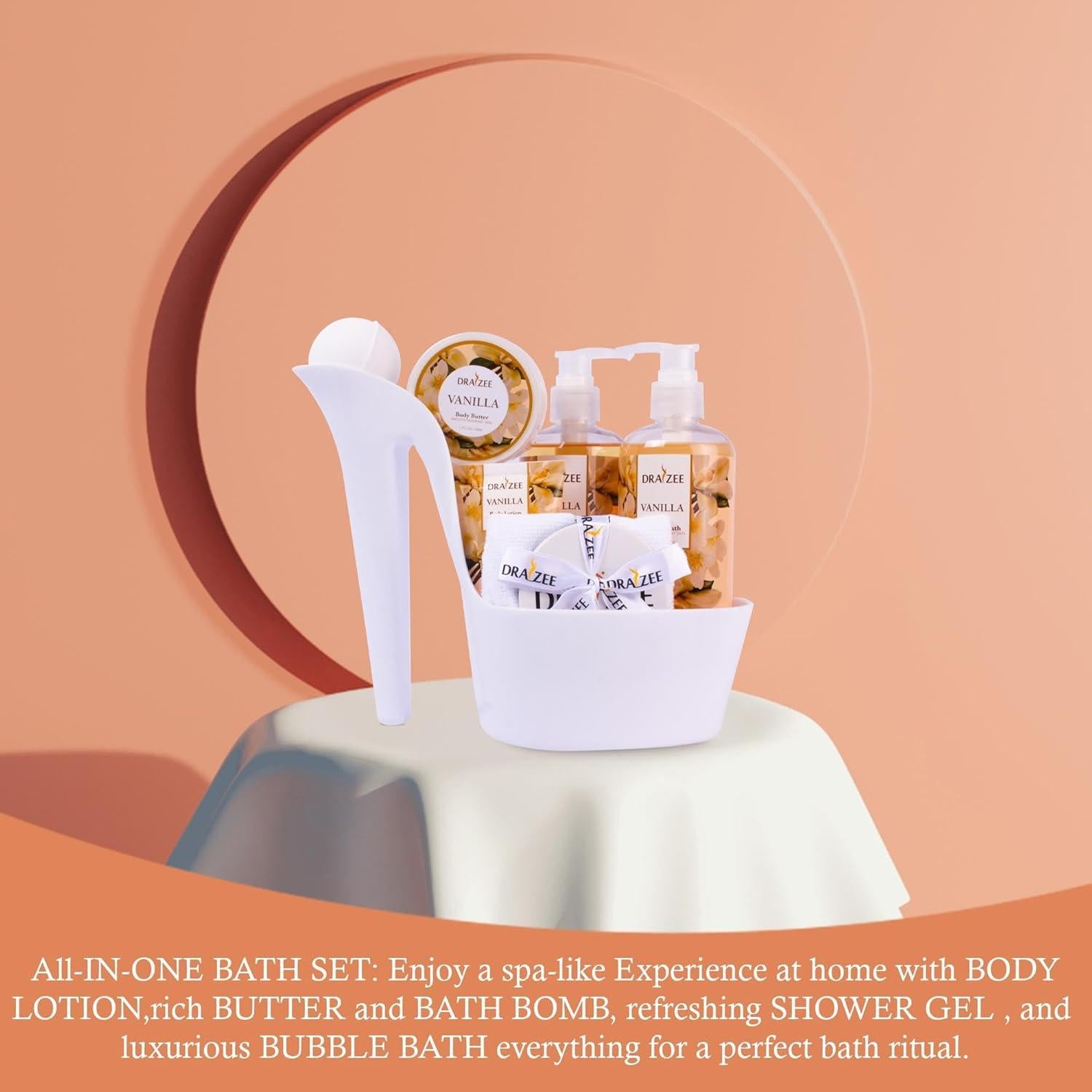 Set de Spa de Lujo Draizee 8 Piezas Vainilla - Cesta de Baño