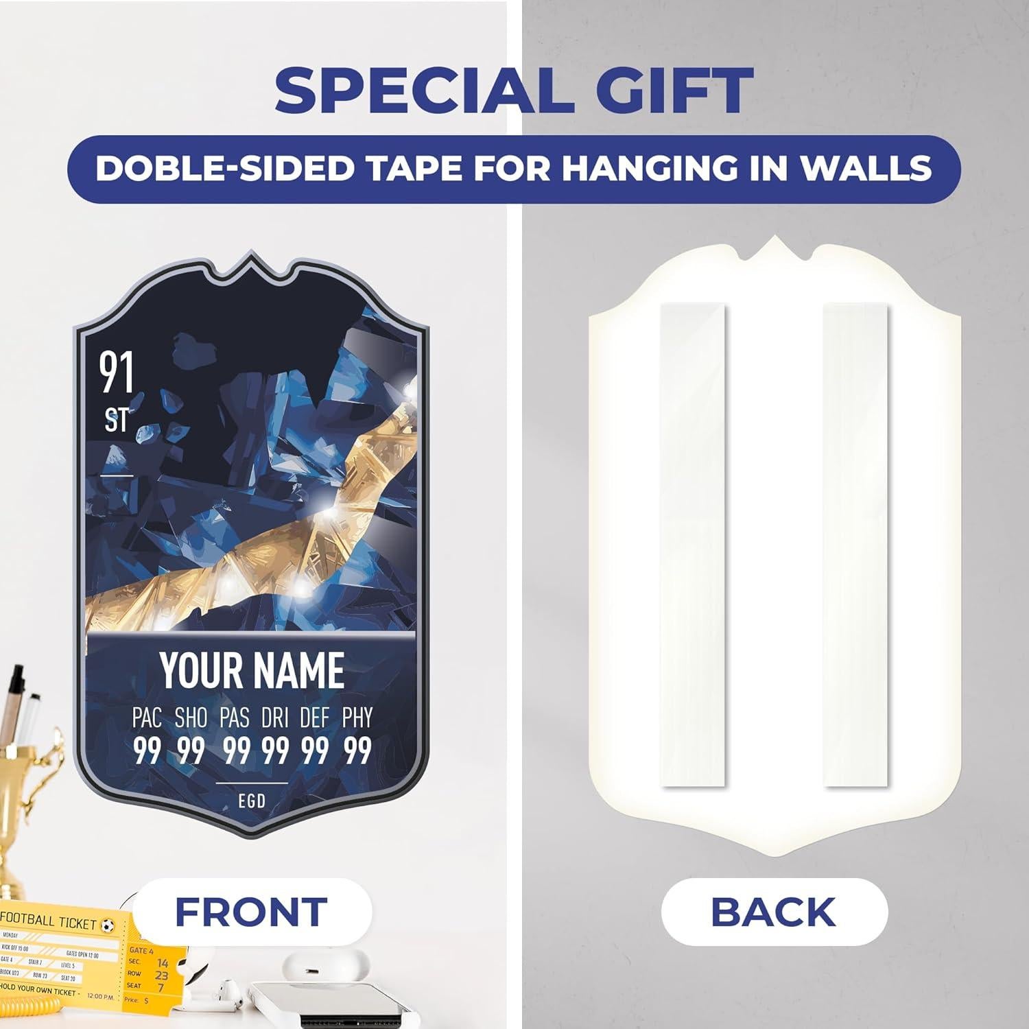 Placa Personalizada de Fútbol EGD - Decoración para Pared 21.6x14 cm