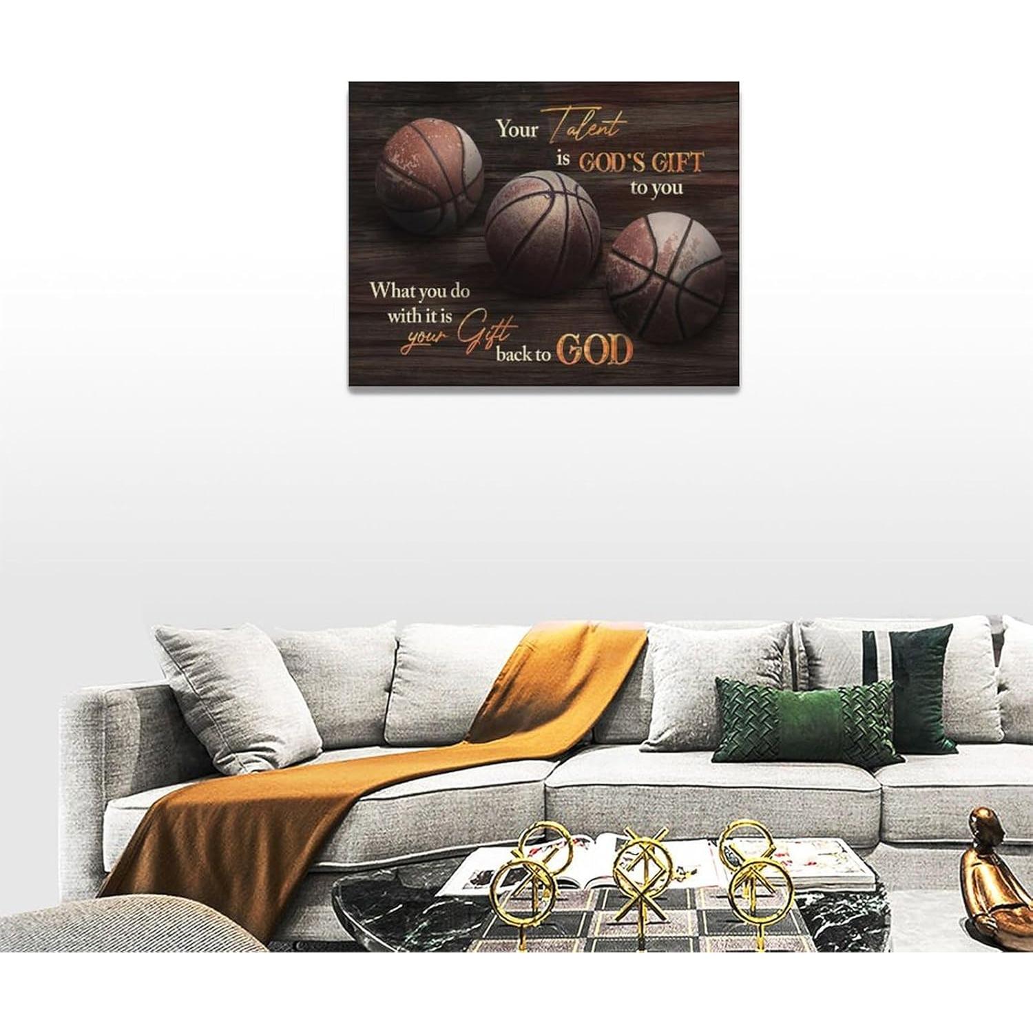 Arte de Pared Baloncesto Lienzo 40x30 cm Decoración Hogar
