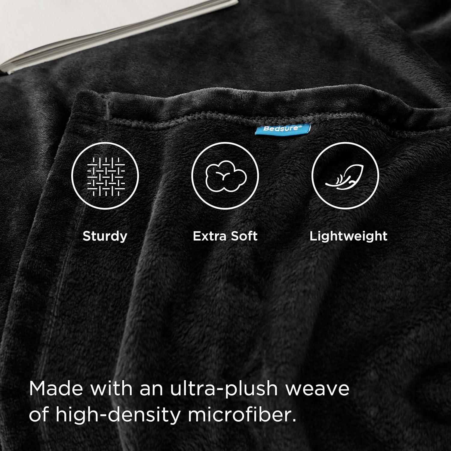 Manta de Fleece Bedsure Negra 127x152 cm Suave y Ligera