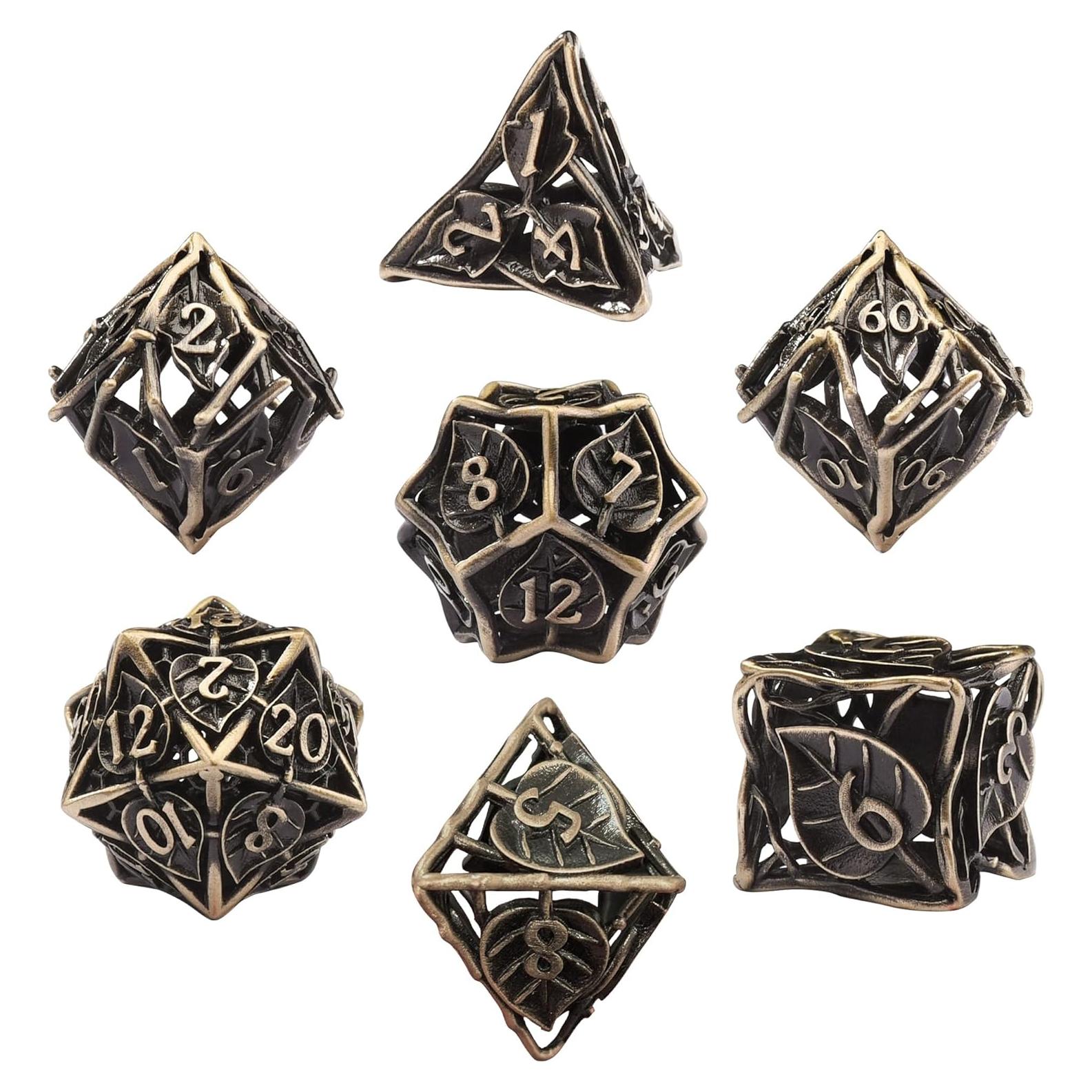 Juego de Dados DND de Metal AUSTOR 7 Piezas Bronce Antiguo