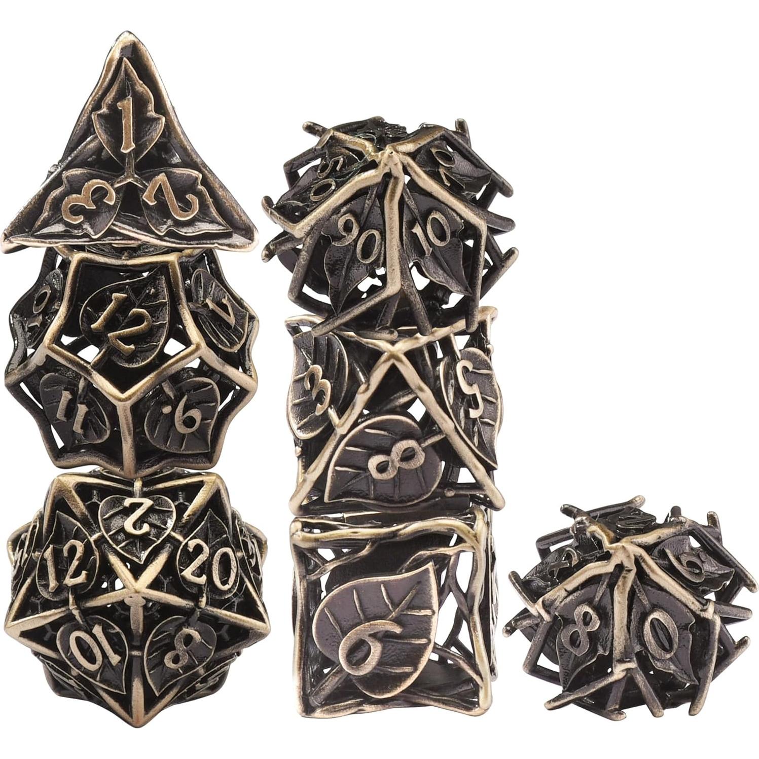 Juego de Dados DND de Metal AUSTOR 7 Piezas Bronce Antiguo