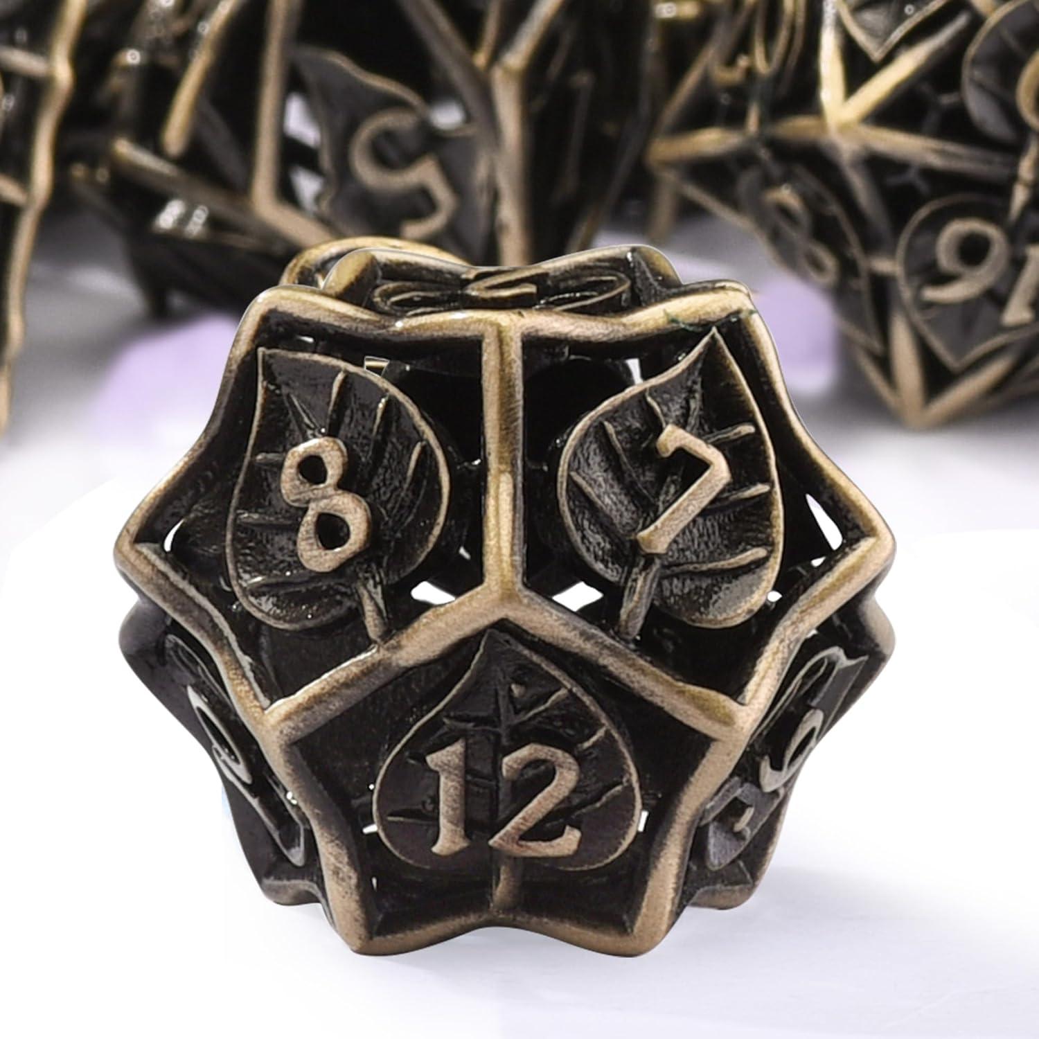 Juego de Dados DND de Metal AUSTOR 7 Piezas Bronce Antiguo