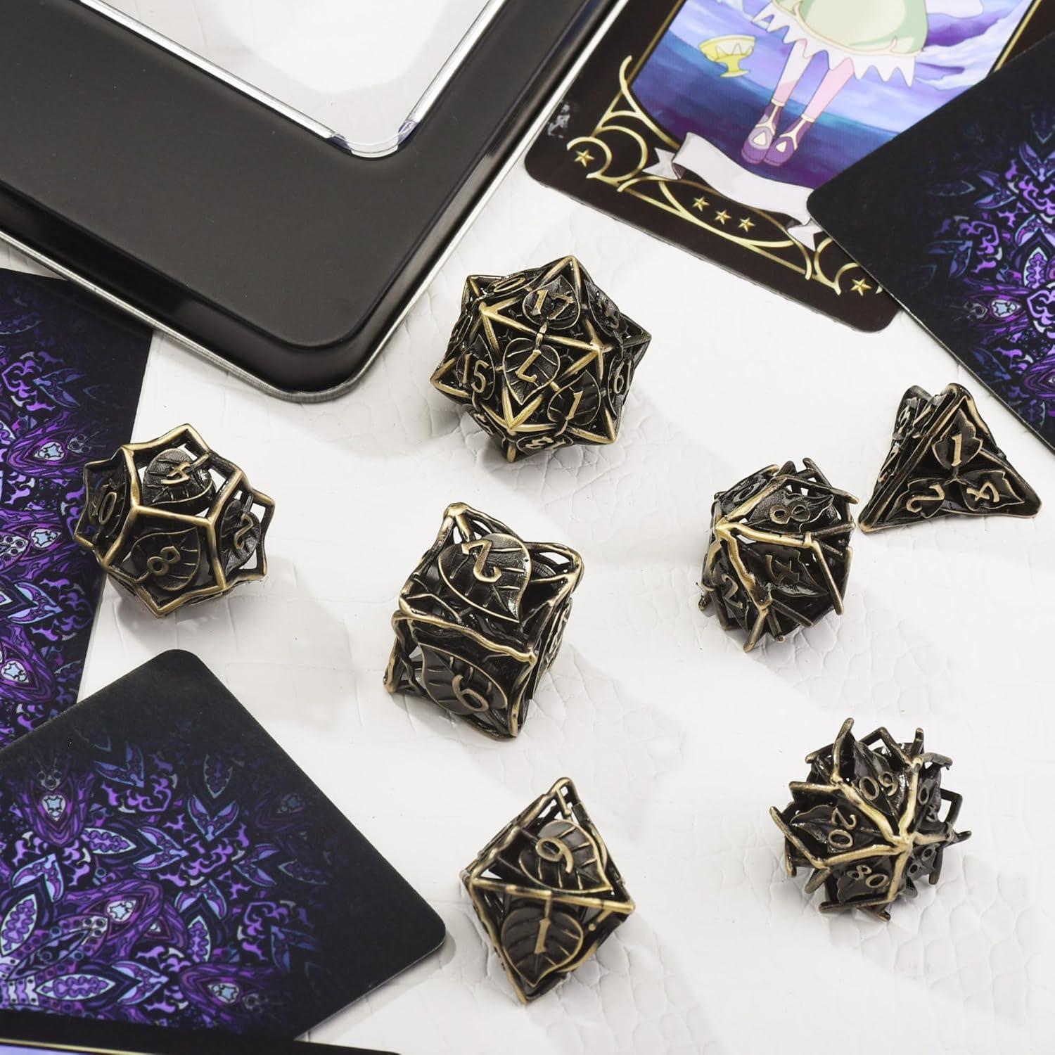 Juego de Dados DND de Metal AUSTOR 7 Piezas Bronce Antiguo