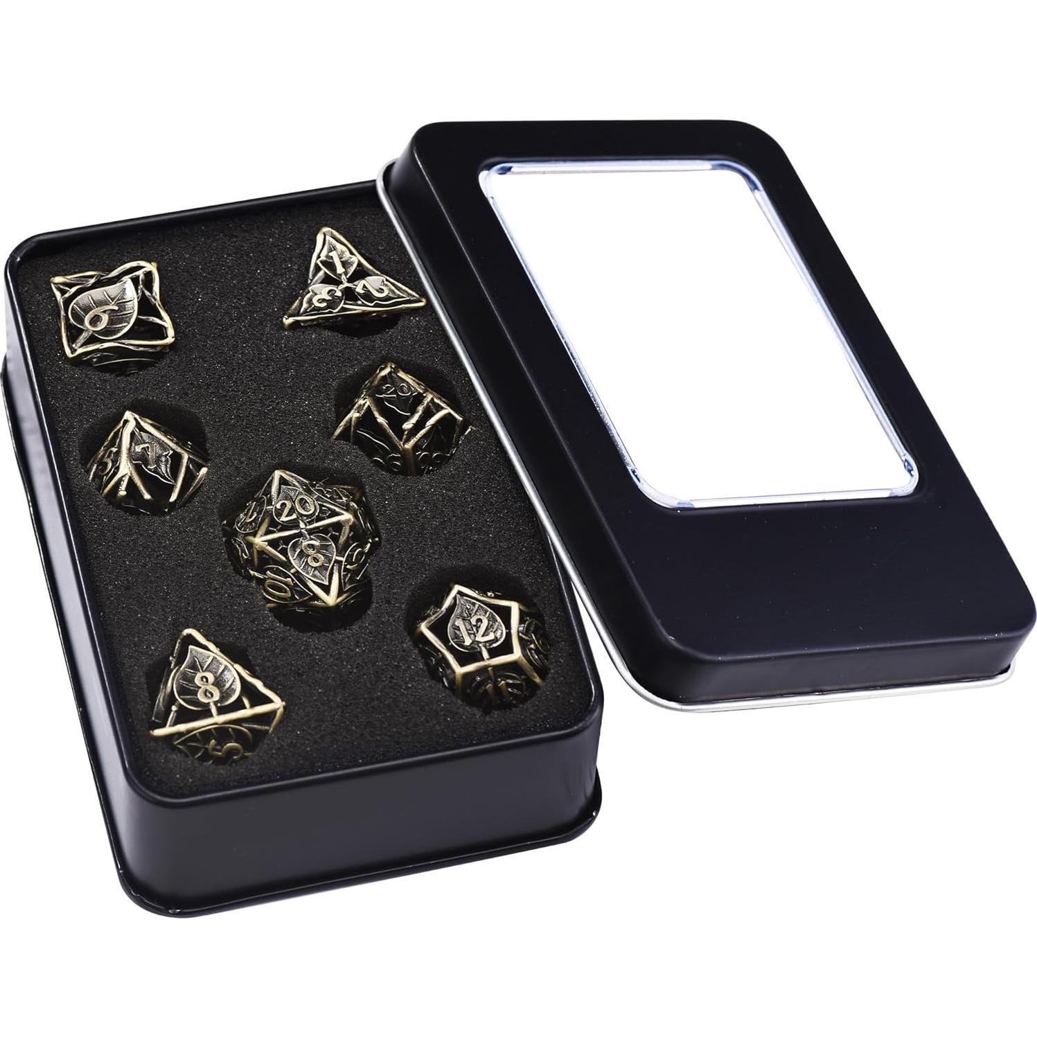Juego de Dados DND de Metal AUSTOR 7 Piezas Bronce Antiguo