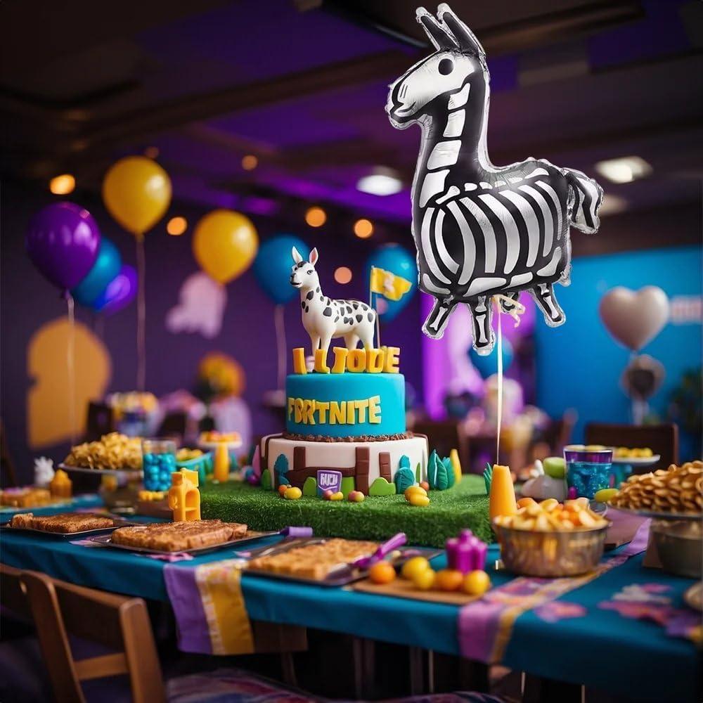 Globo de Foil Gigante Llama Fortnite Unique 88.9 cm Negro Plata