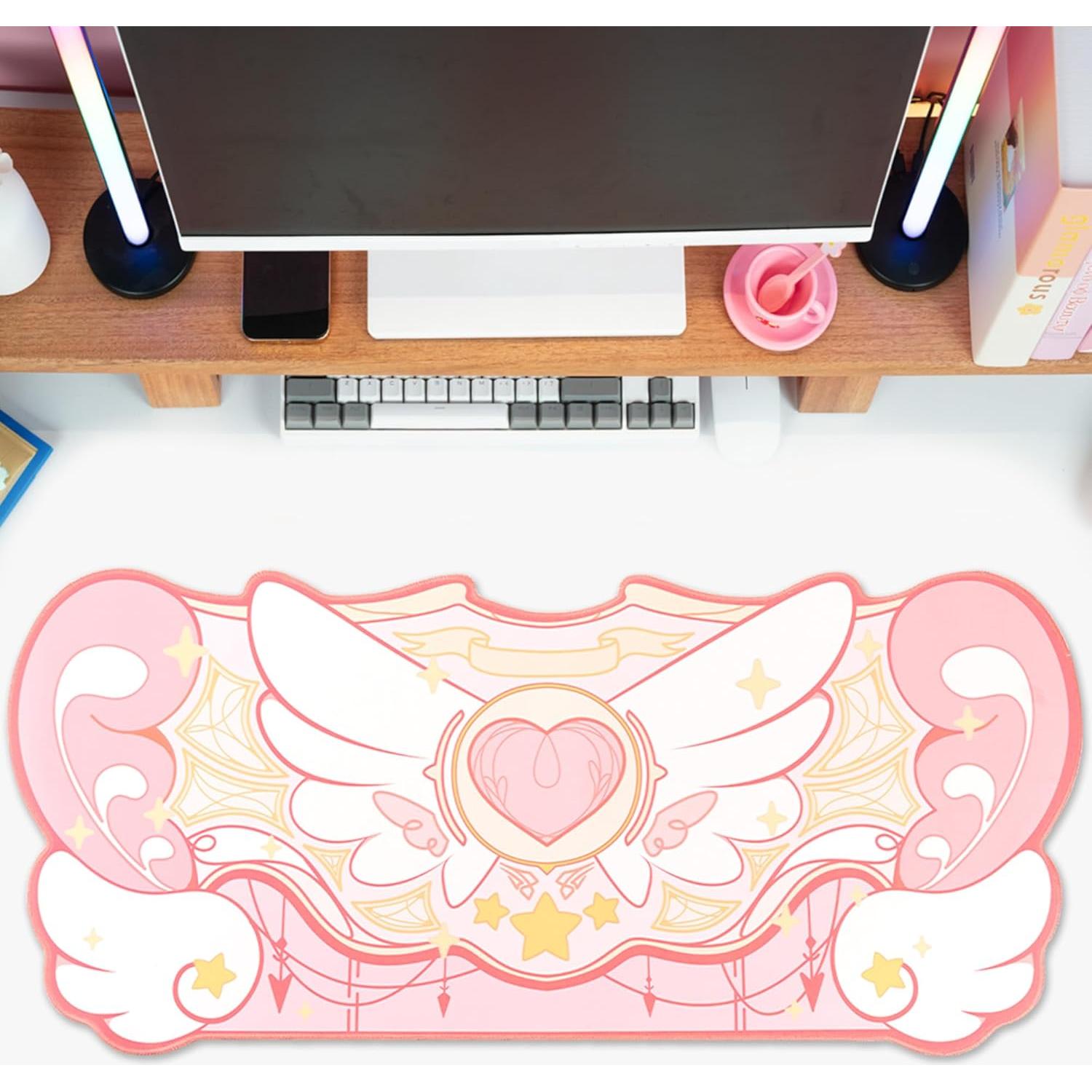 Alfombrilla de Ratón Grande GeekShare Rosa Antideslizante 40x25cm