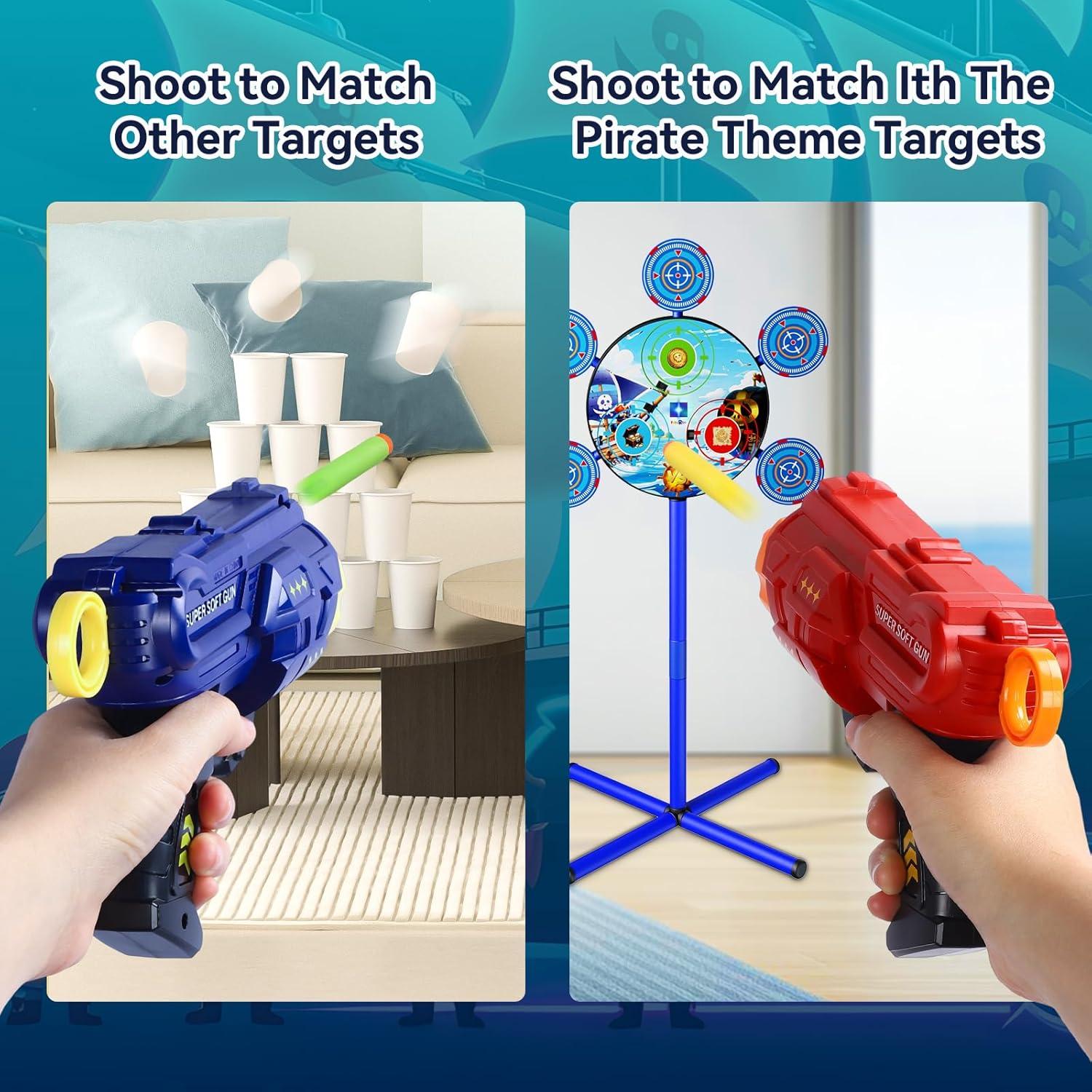 Juego de Tiro Temático Pirata FYGURSO con 2 Pistolas y 40 Dardos