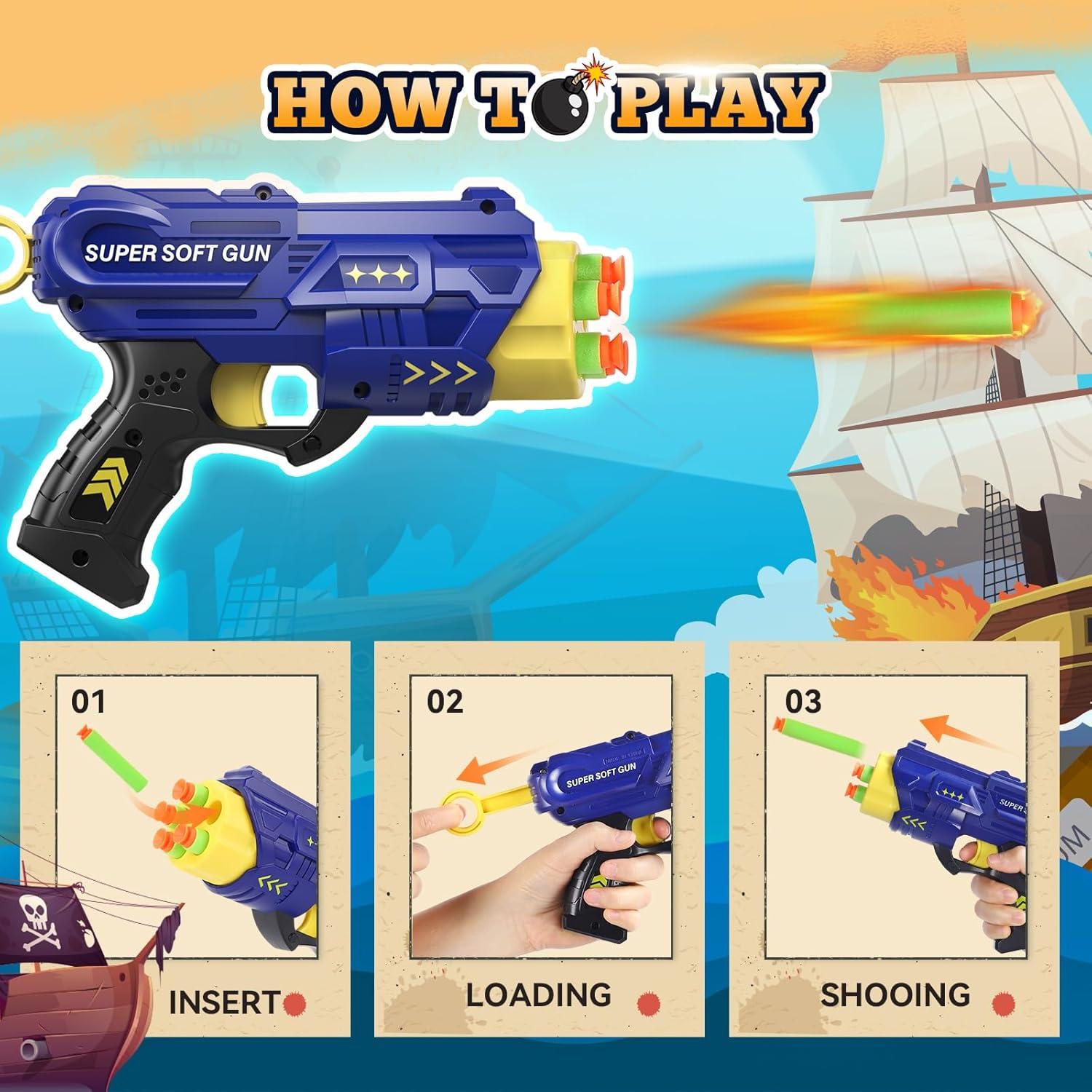 Juego de Tiro Temático Pirata FYGURSO con 2 Pistolas y 40 Dardos