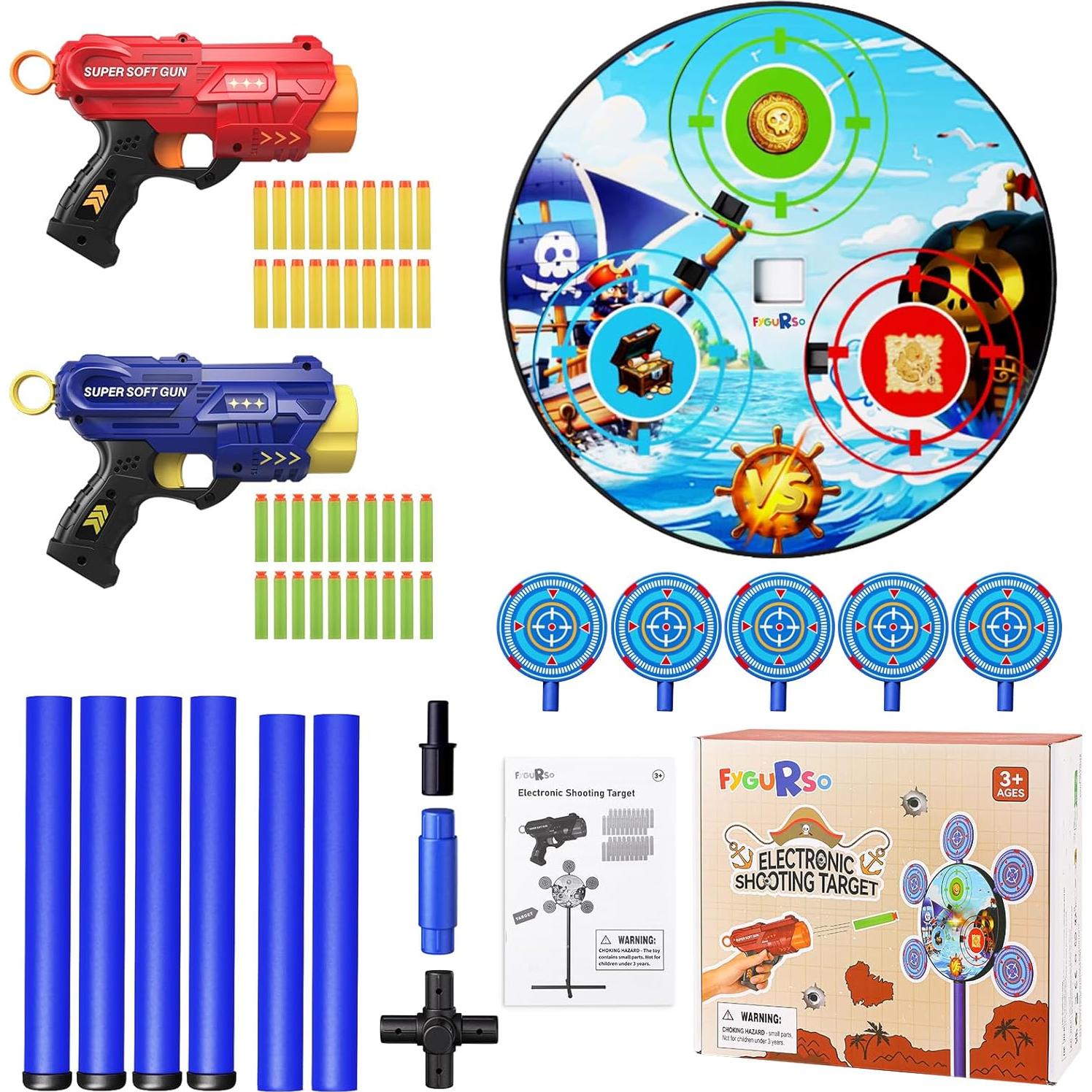 Juego de Tiro Temático Pirata FYGURSO con 2 Pistolas y 40 Dardos