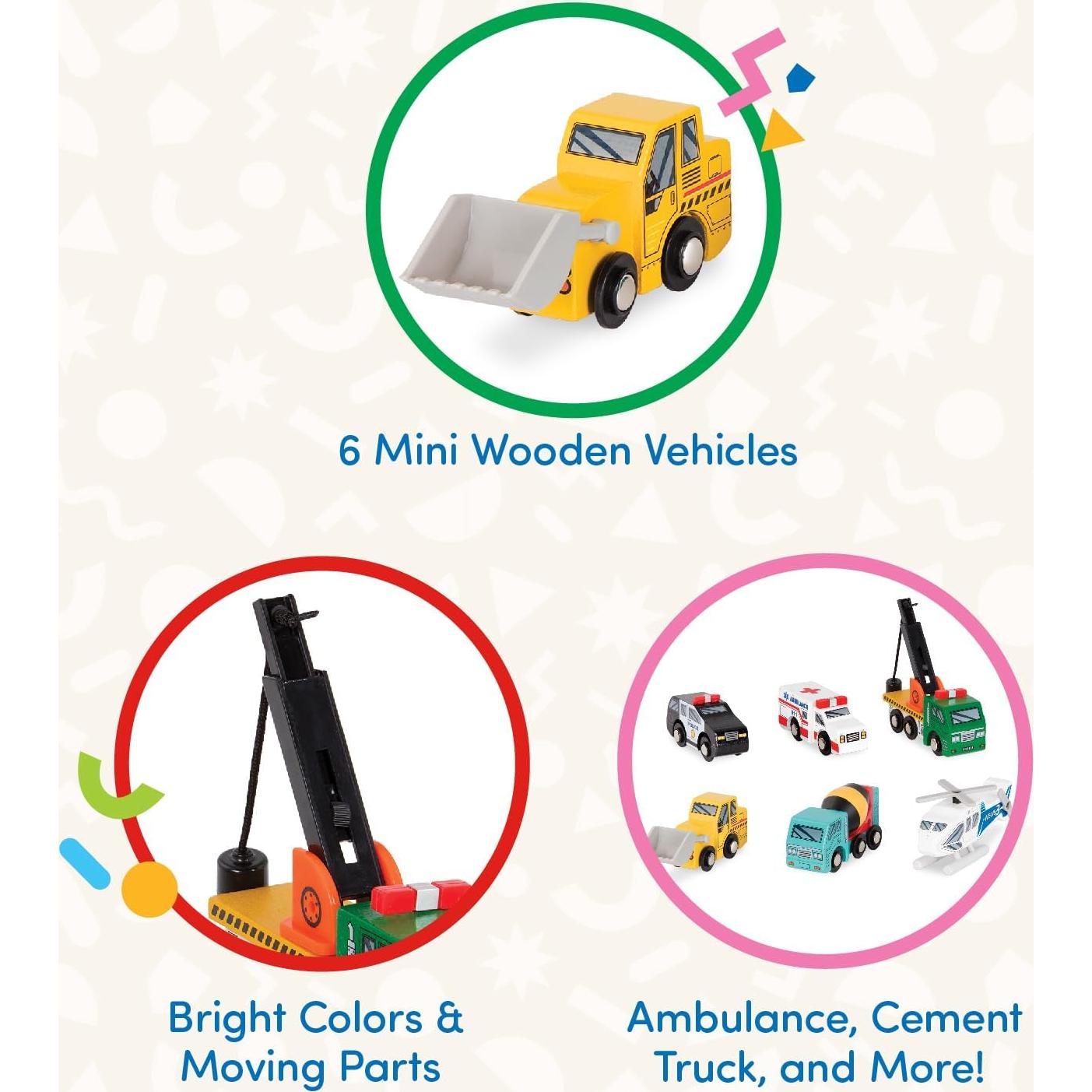 Set de Vehículos de Madera Battat - 6 Piezas para Niños 3+