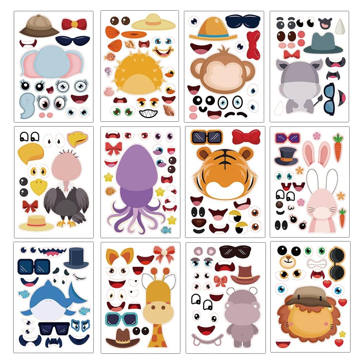 24 Hojas Stickers Animales T-Antrix para Niños 21x15 cm