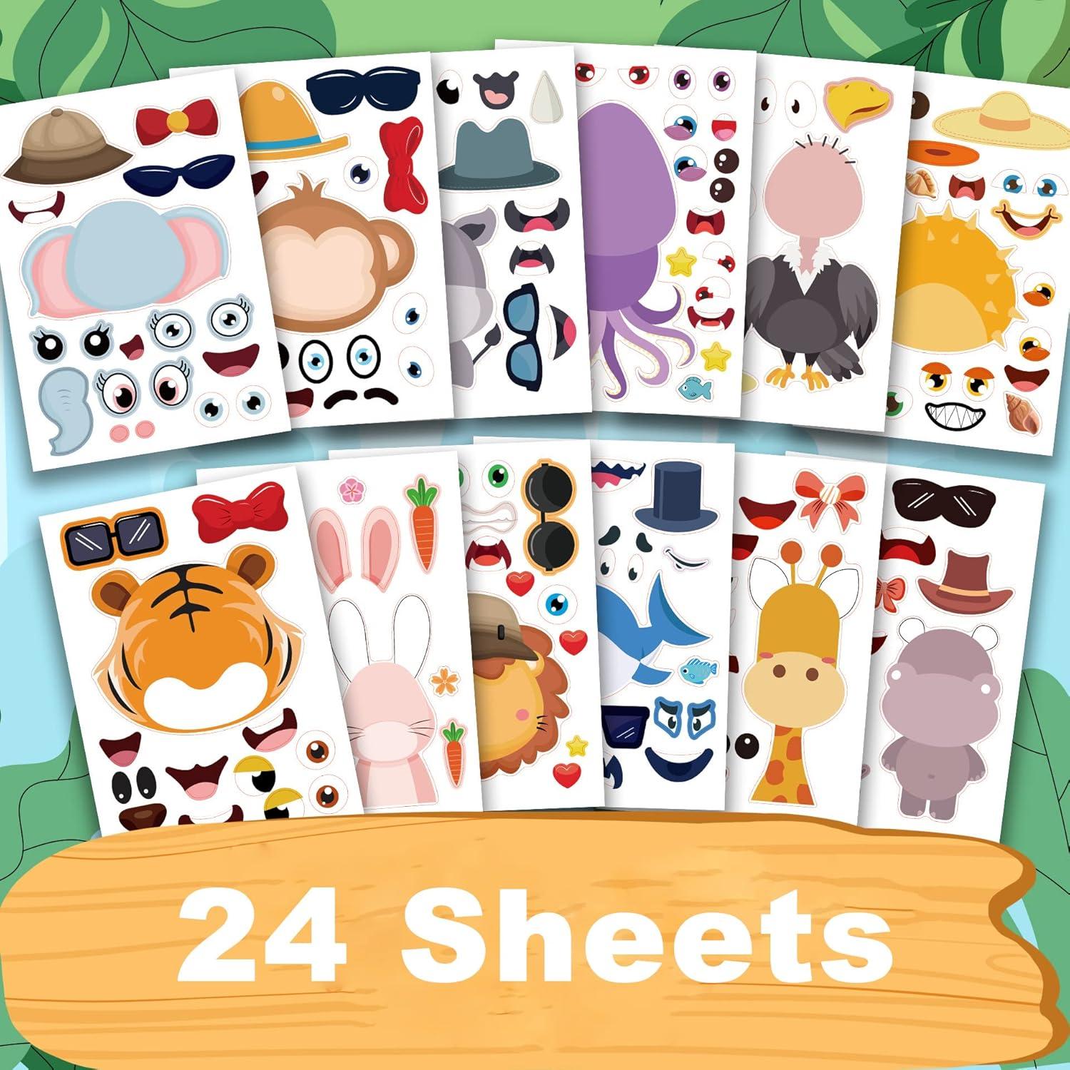 24 Hojas Stickers Animales T-Antrix para Niños 21x15 cm