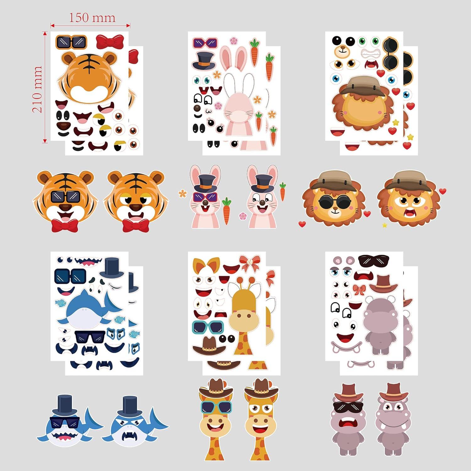 24 Hojas Stickers Animales T-Antrix para Niños 21x15 cm